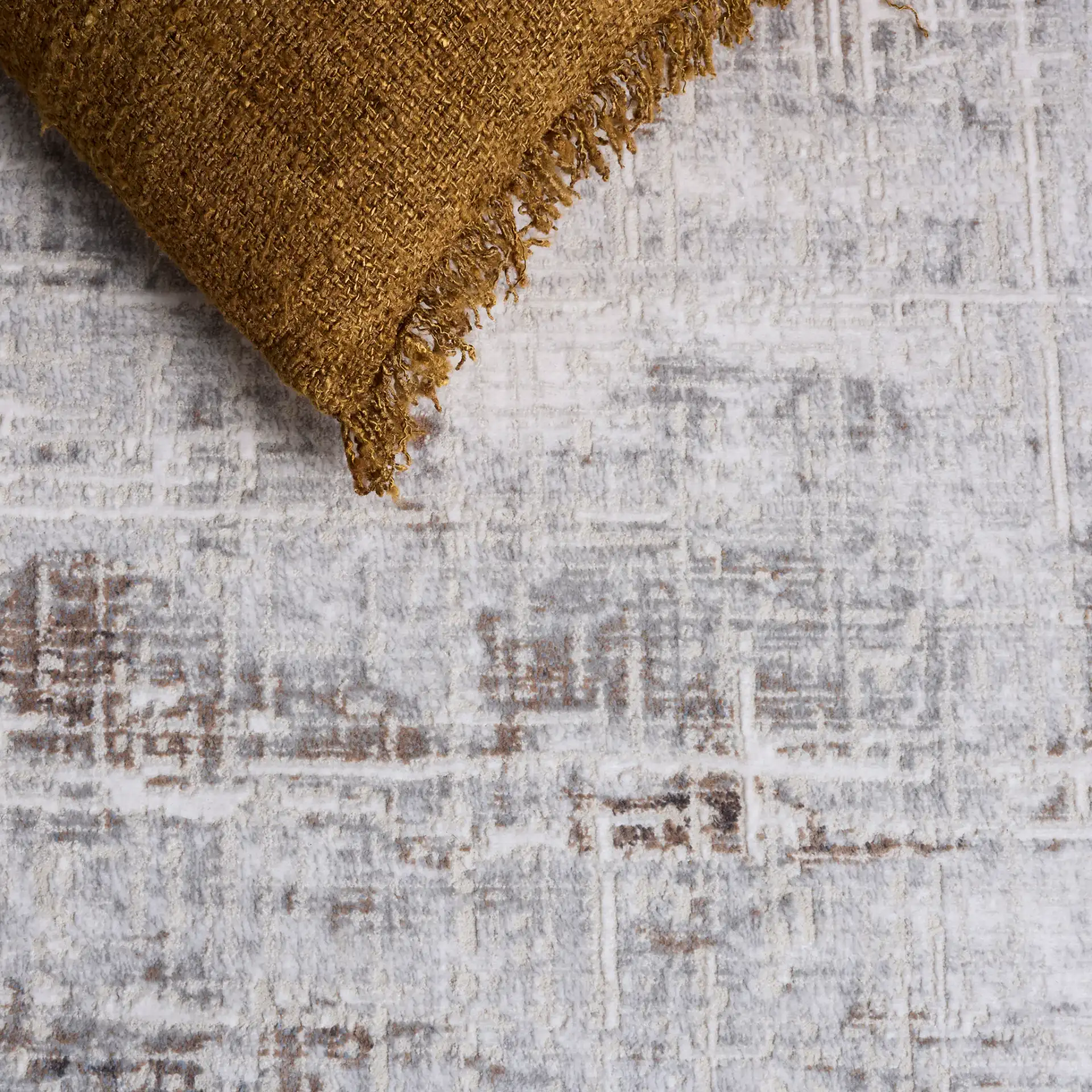 Platinum Crosshatch Rug in Gray / Dark Gray in a styled room