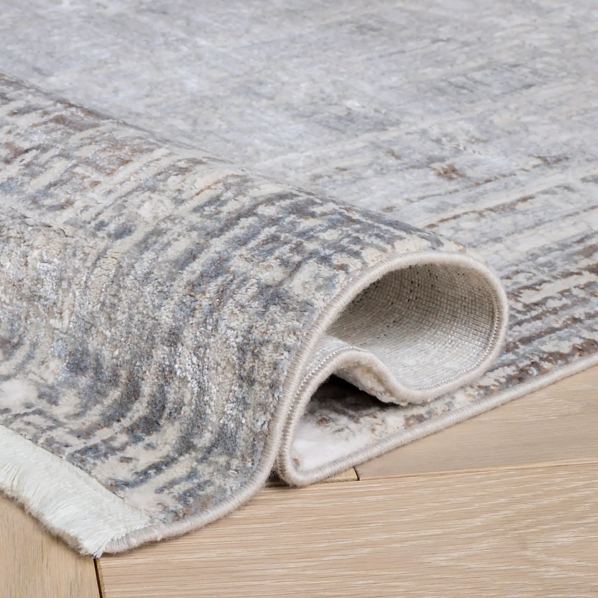 Platinum Crosshatch Rug in Gray / Dark Gray in a styled room