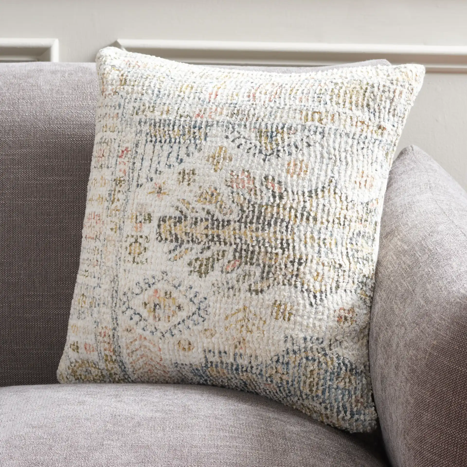 Elysa Pillow in Gold in a styled room