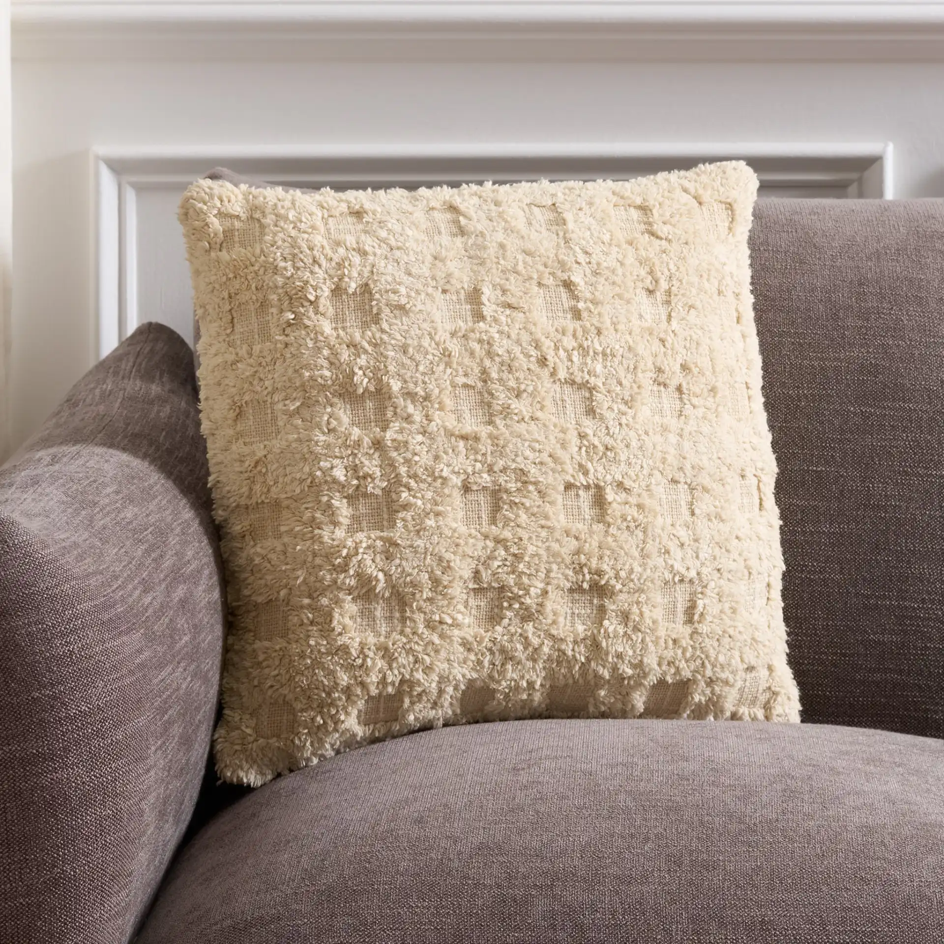 Niki Pillow in Natural in a styled room