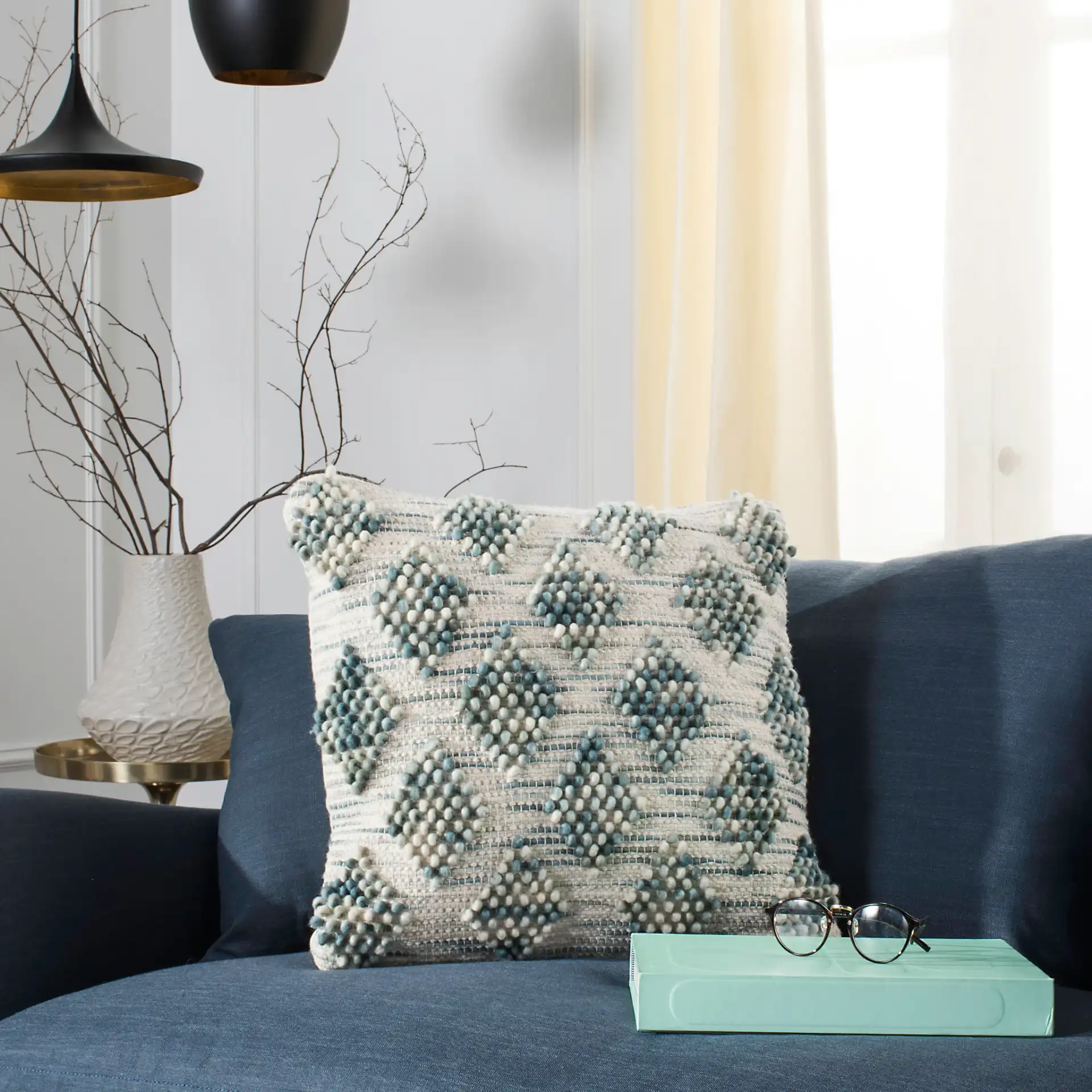 Space Dye Pillow in Aqua / Multicolor in a styled room