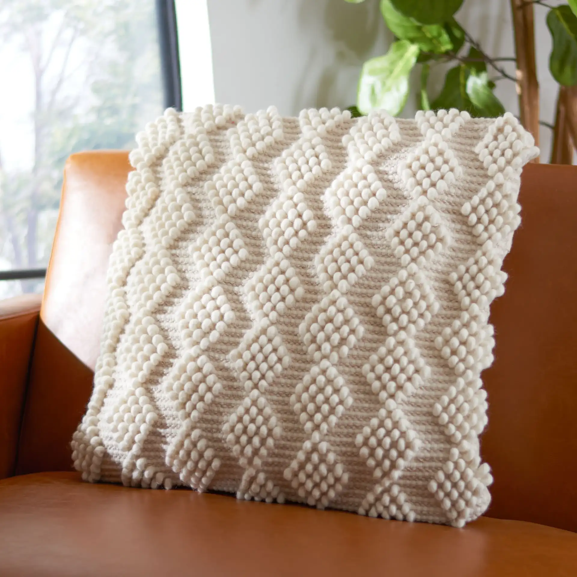 Camie Pillow in Light Gray in a styled room