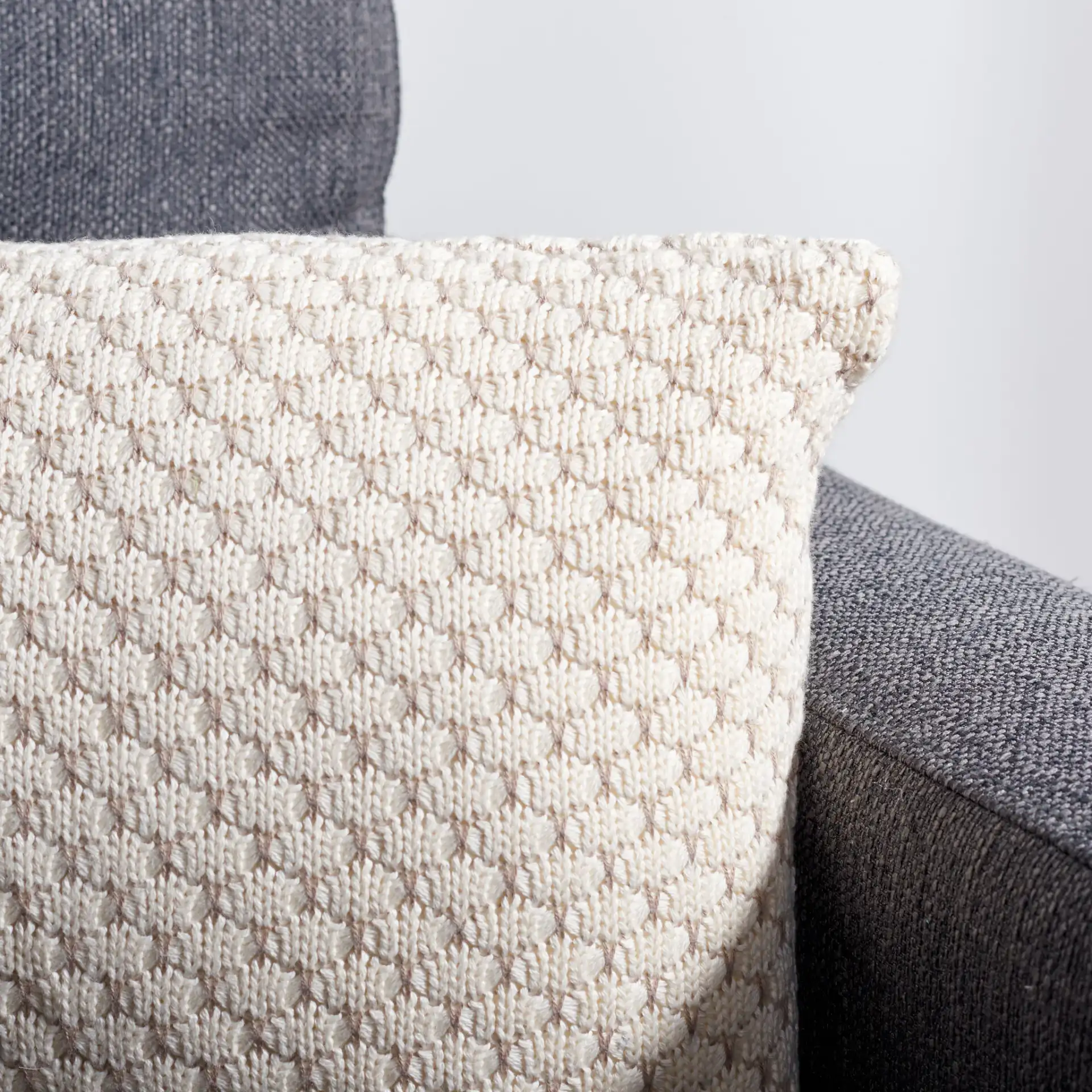 Sweet Knit Pillow in Natural / Stone in a styled room