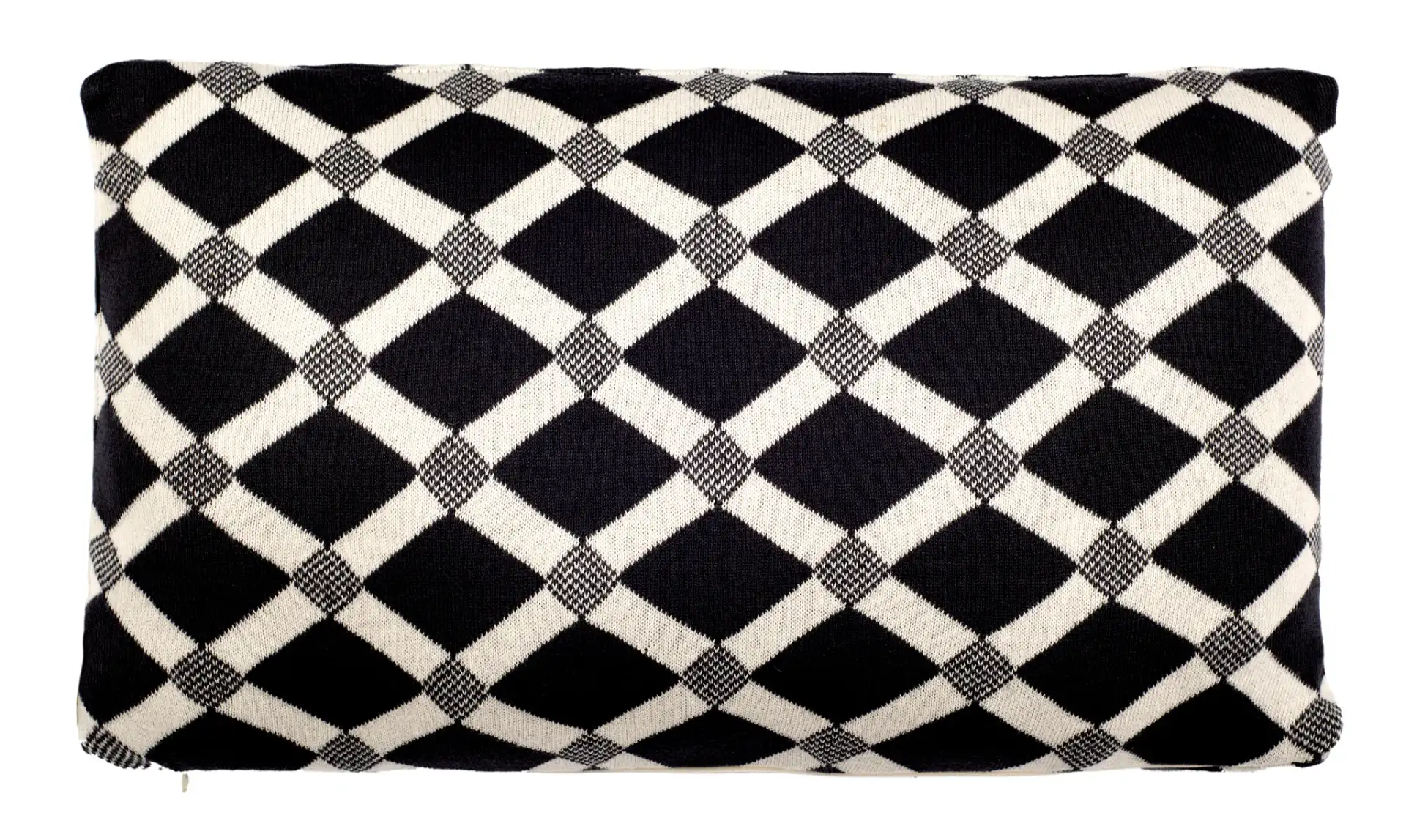 Diamond Knit Pillow in Dark Gray / Natural, detail view