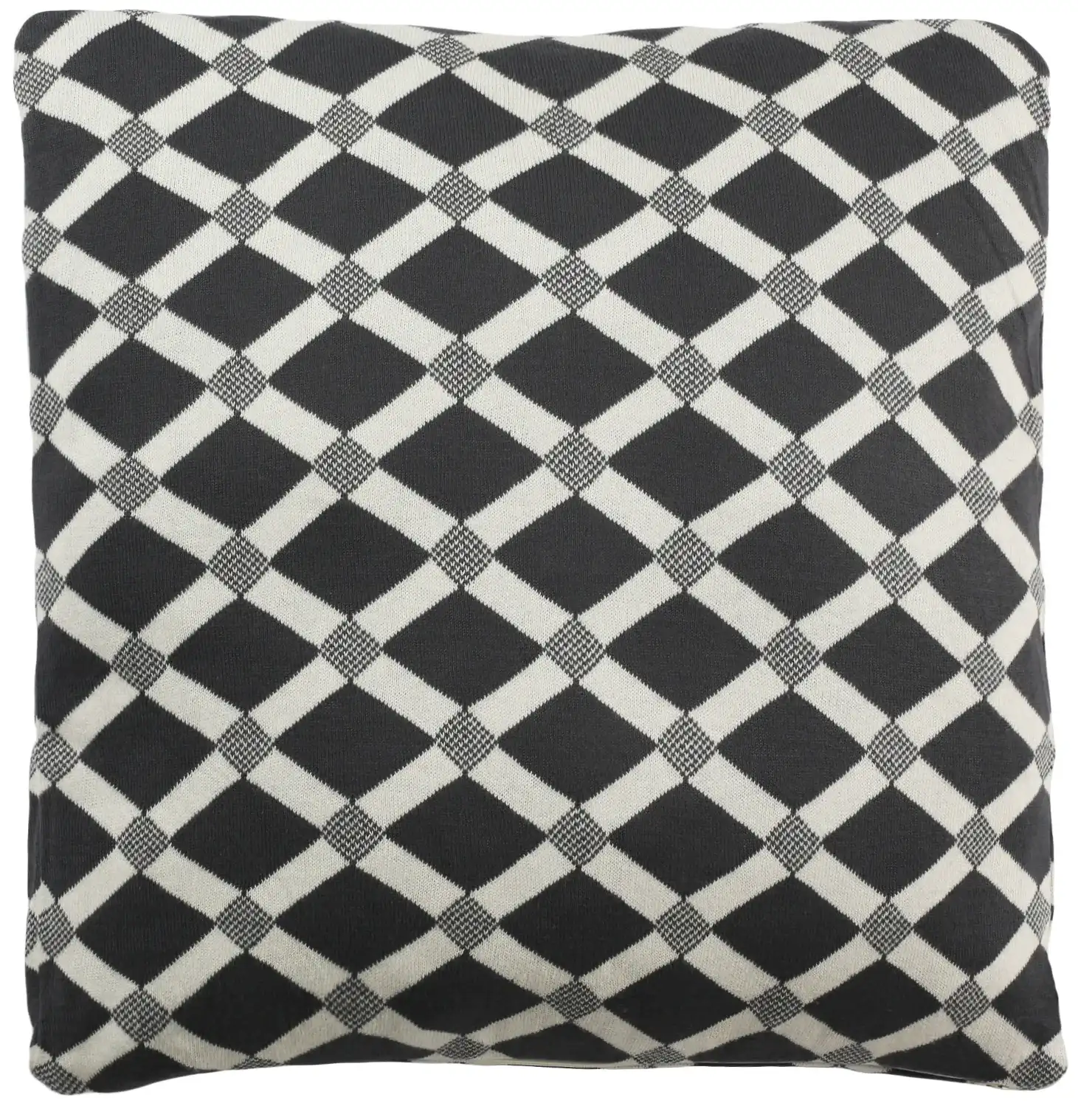Diamond Knit Pillow in Dark Gray / Natural, detail view
