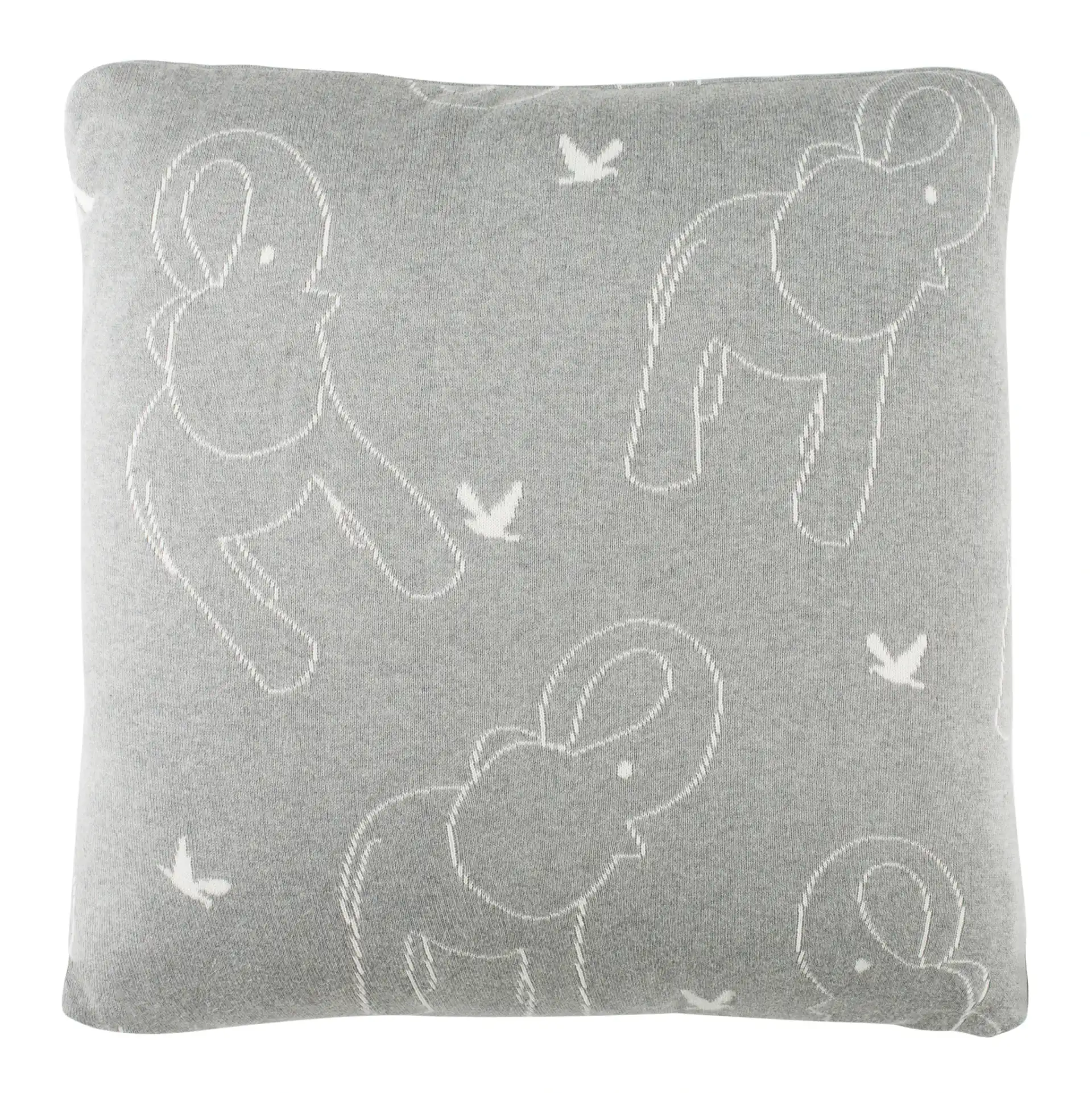 Ella Knit Pillow in Light Gray / Ivory, detail view