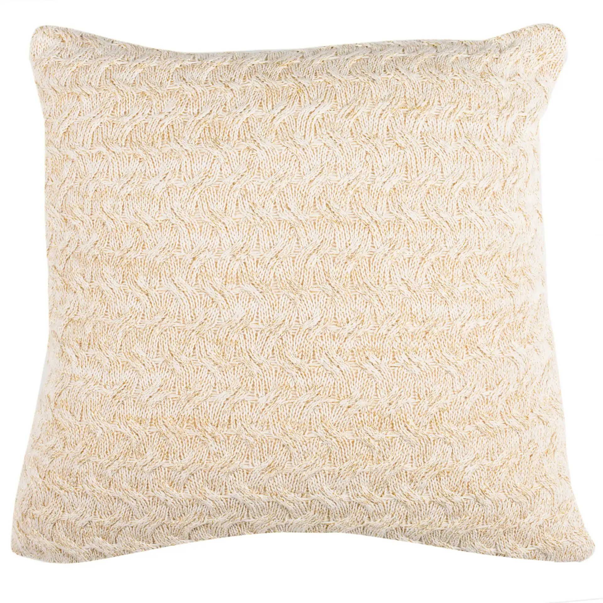 Adara Knit Pillow in Natural / Gold, detail view