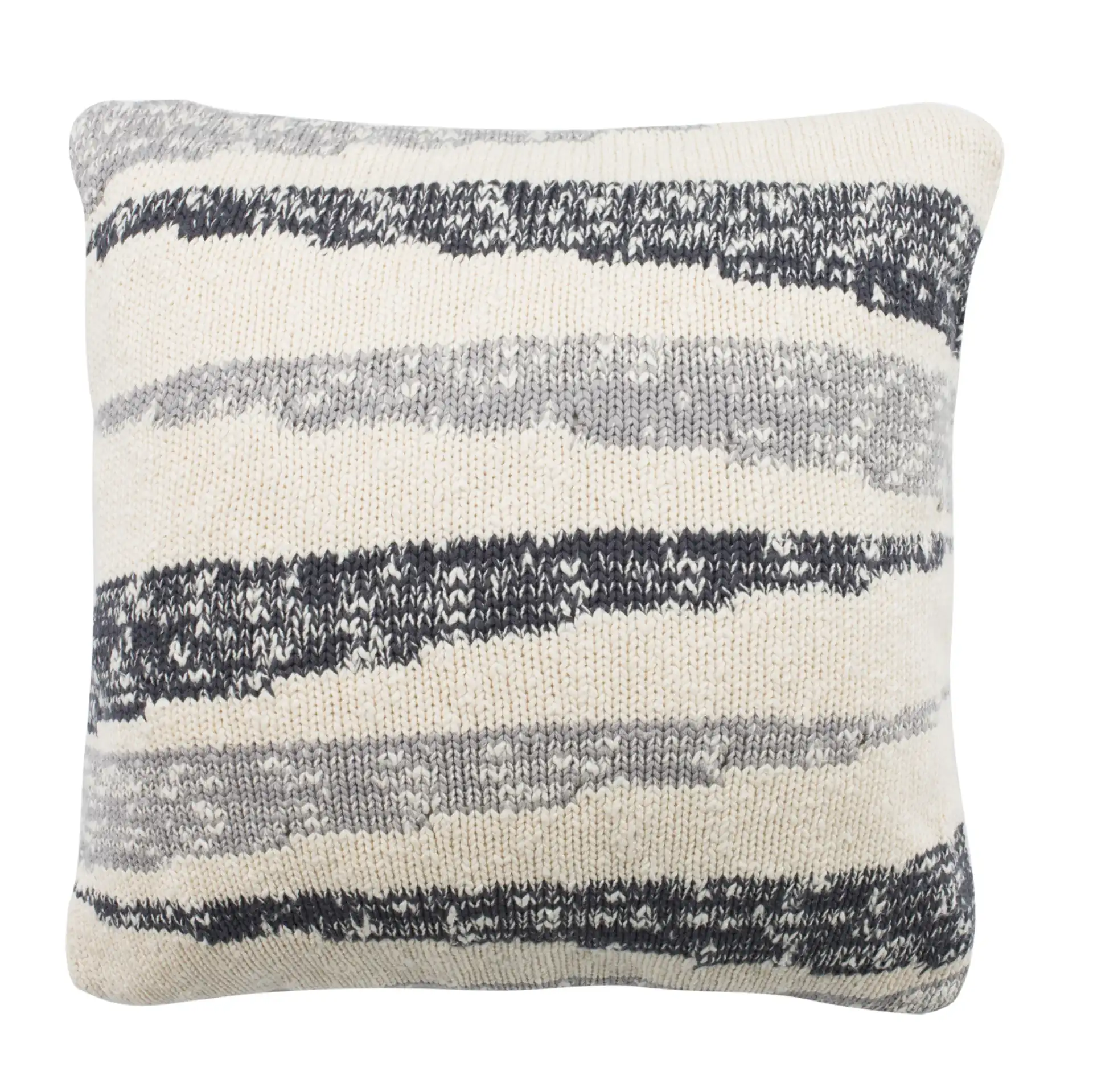 Imani Knit Pillow in Dark Gray / Light Gray / Natural, detail view