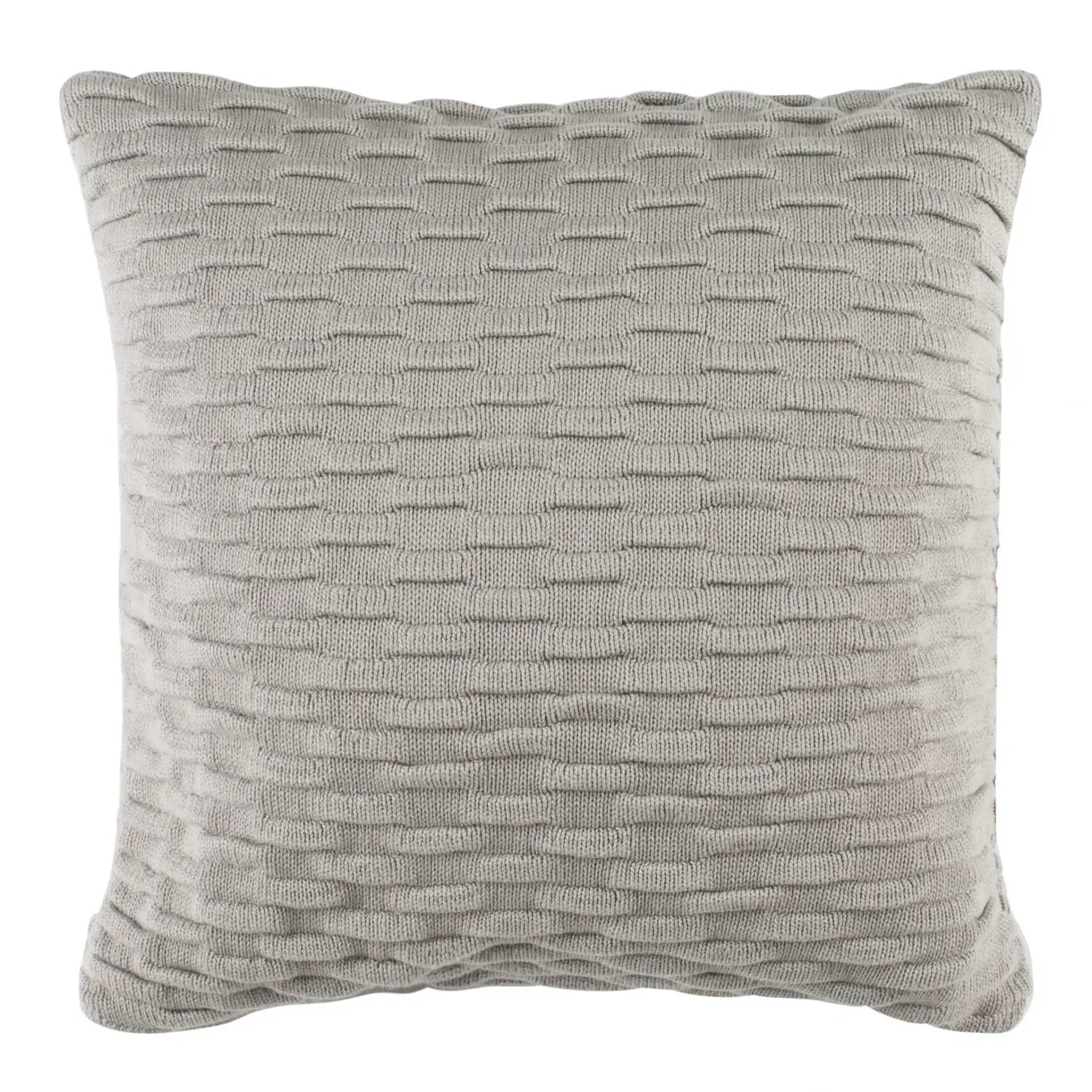Noela Knit Pillow in Light Gray, detail view