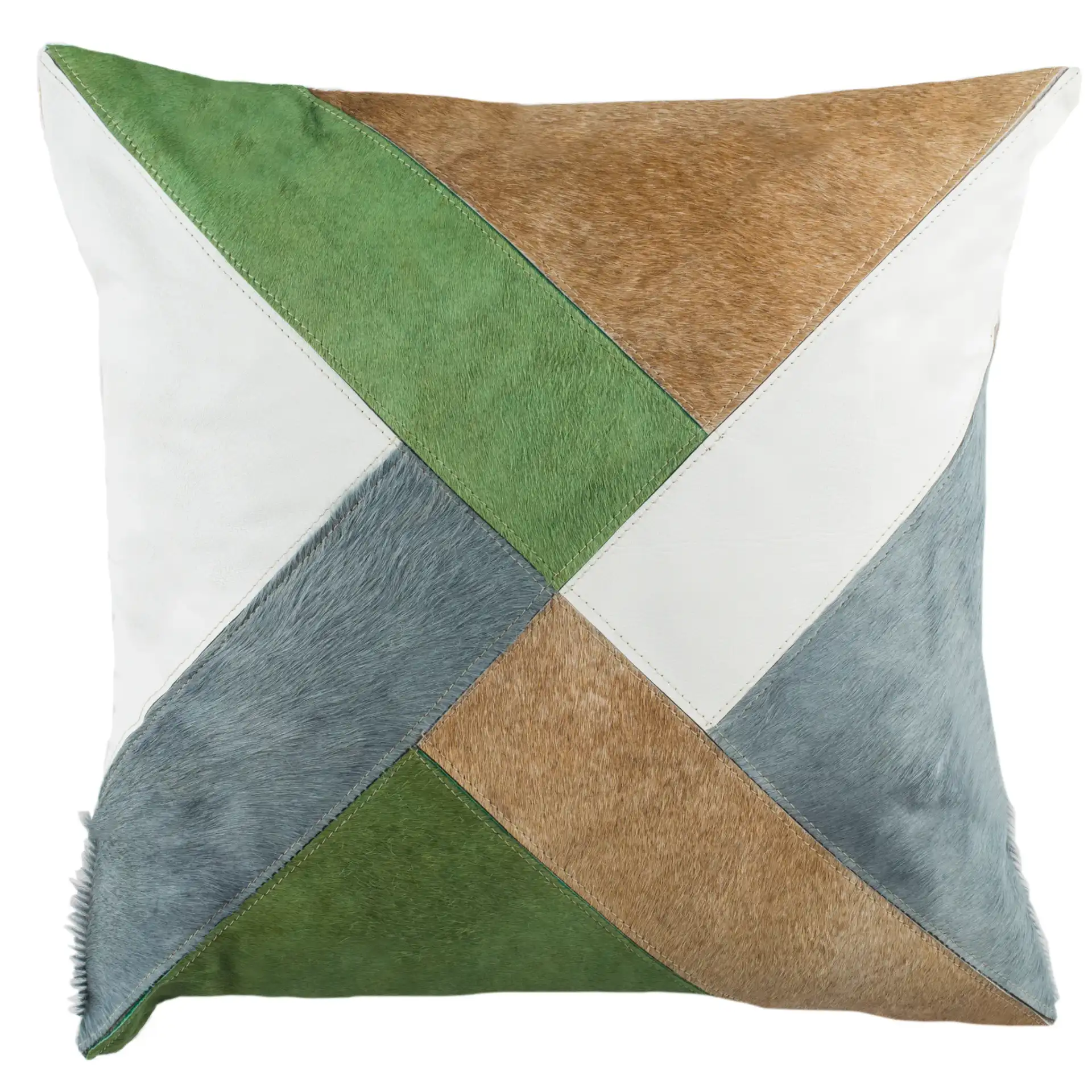 Clovis Cowhide Pillow in Beige / White / Gray / Olive Green