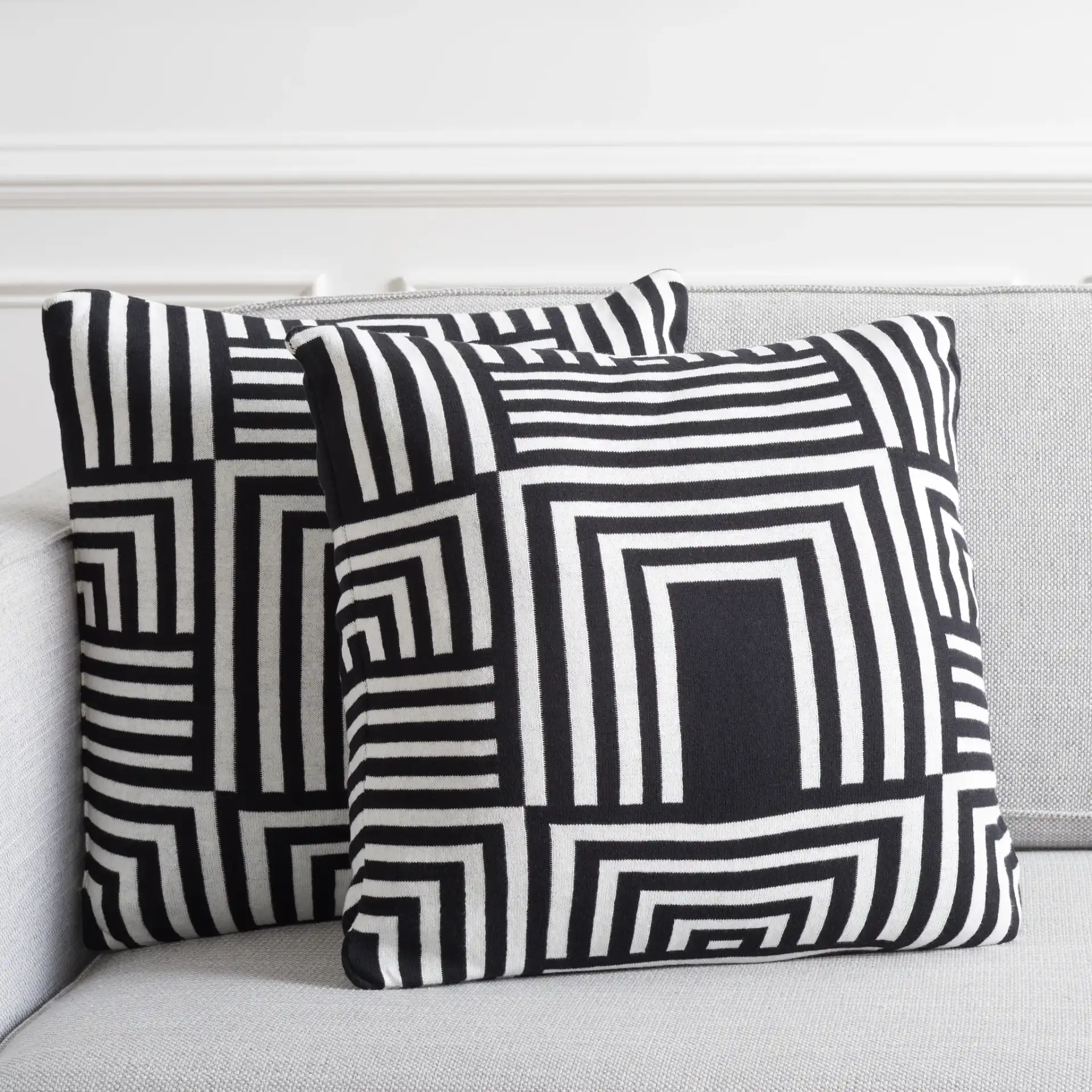 Ziggy Pillow (Set Of 2) in Black / Ivory in a styled room