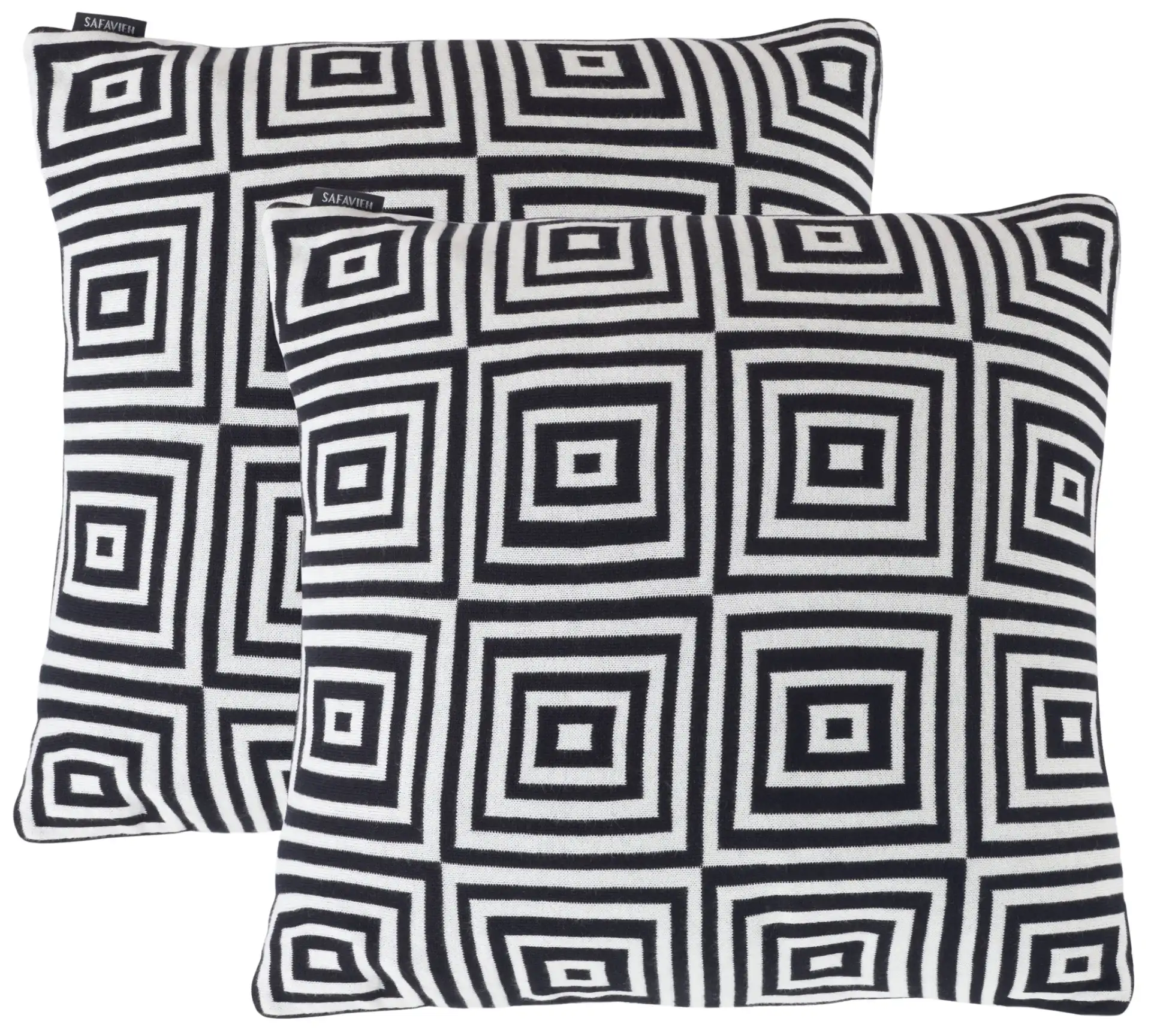 Veda Pillow (Set Of 2) in Black / Ivory, detail view