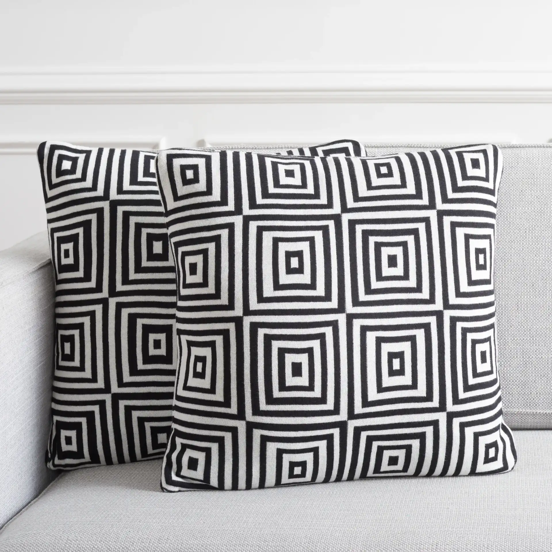 Veda Pillow (Set Of 2) in Black / Ivory in a styled room