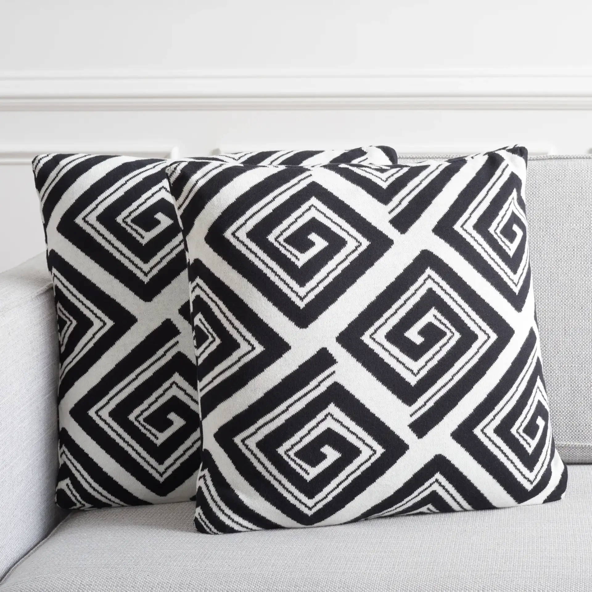 Nova Pillow (Set of 2) in Black / Ivory in a styled room