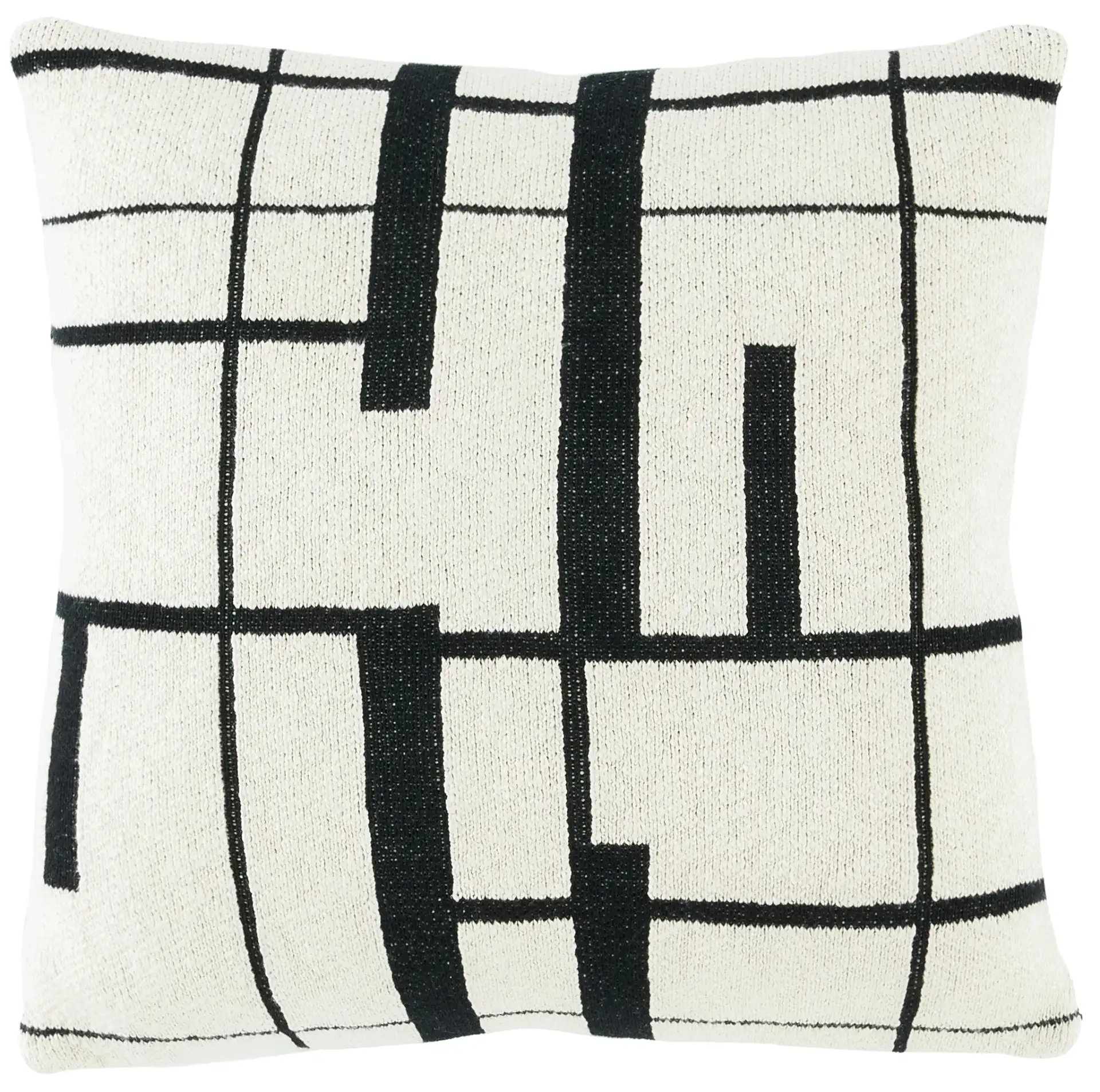 Azeem 18X18 Pillow in Ivory / Black, detail view