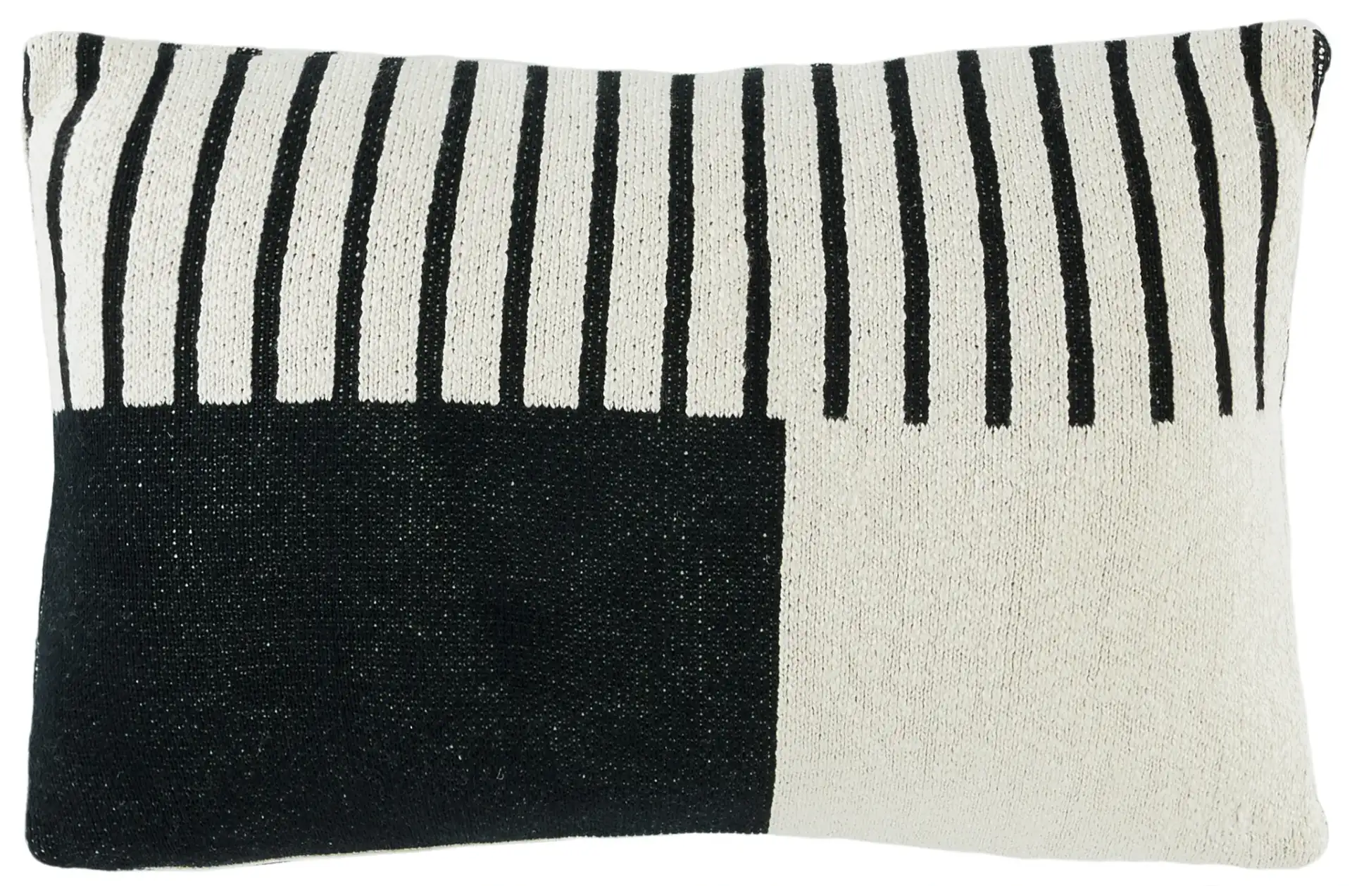 Drew Lumbar Pillow in Ivory / Black, detail view
