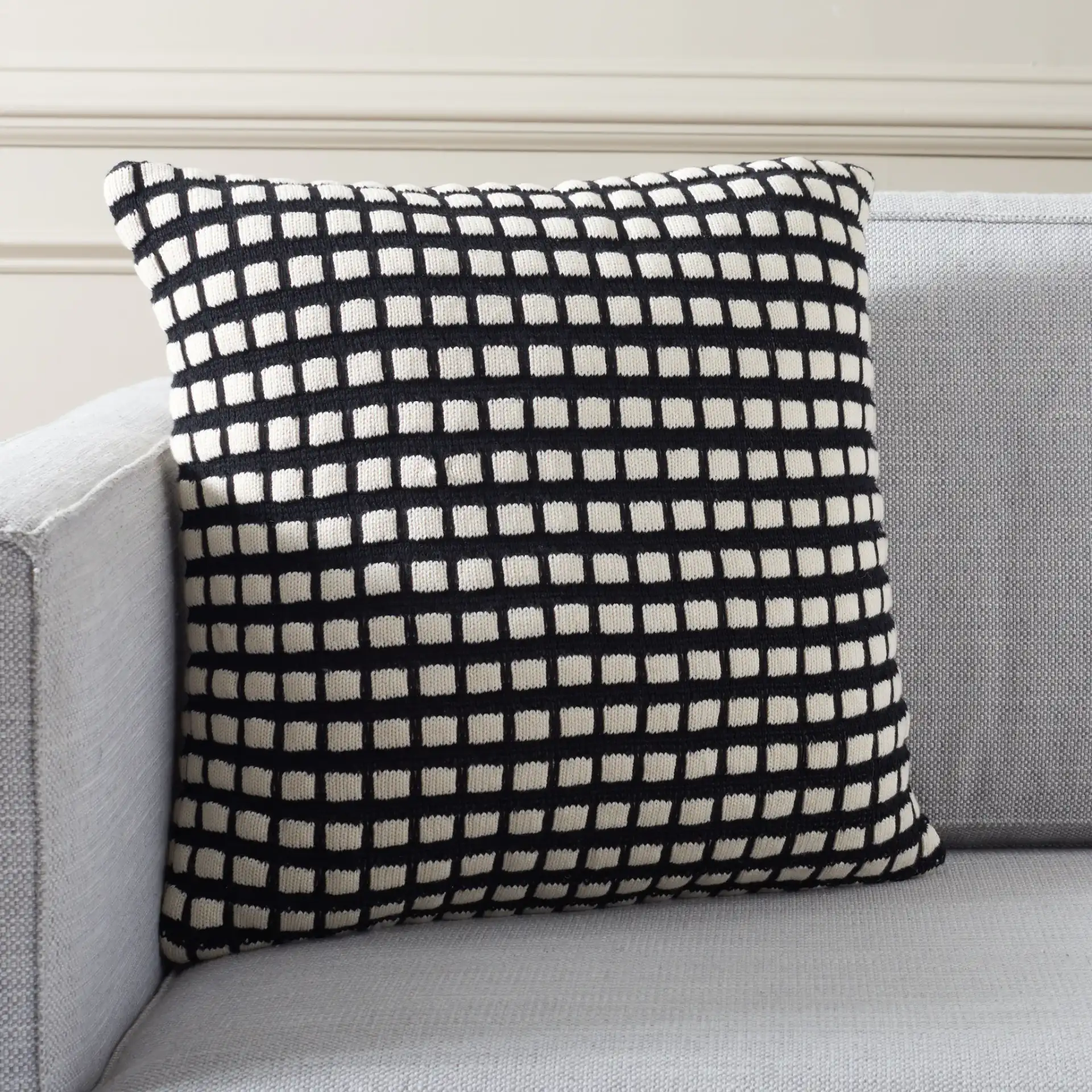Shay 18X18 Pillow in Black / Ivory in a styled room