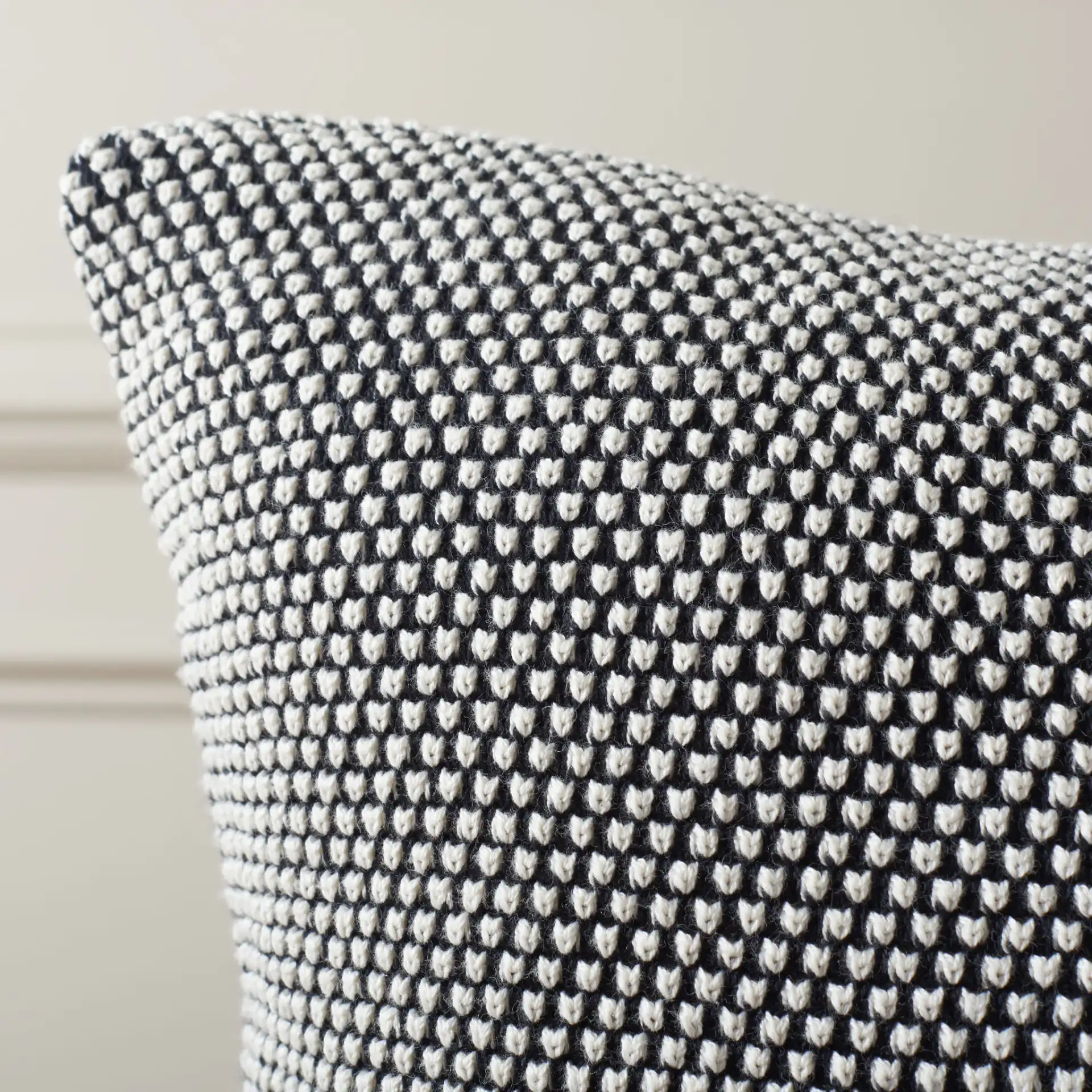 Pia 18X18 Pillow in Black / Red in a styled room