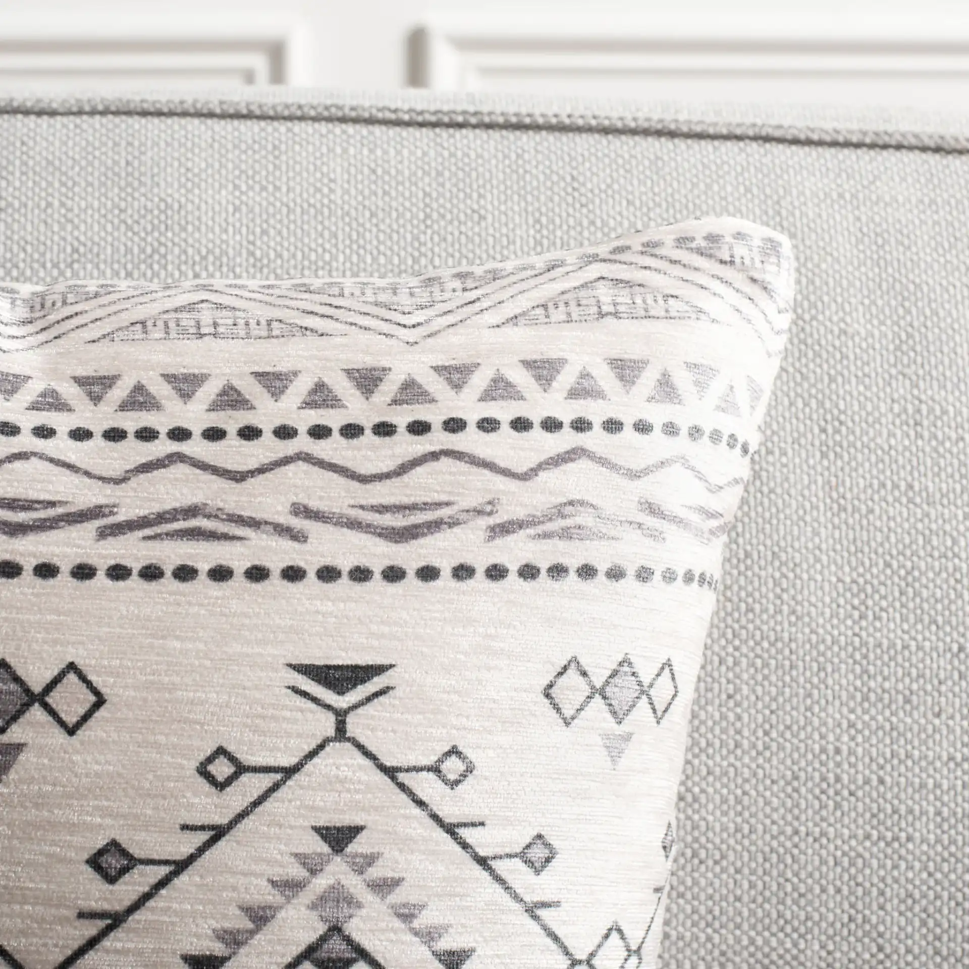 Samira Pillow in Beige / Black in a styled room