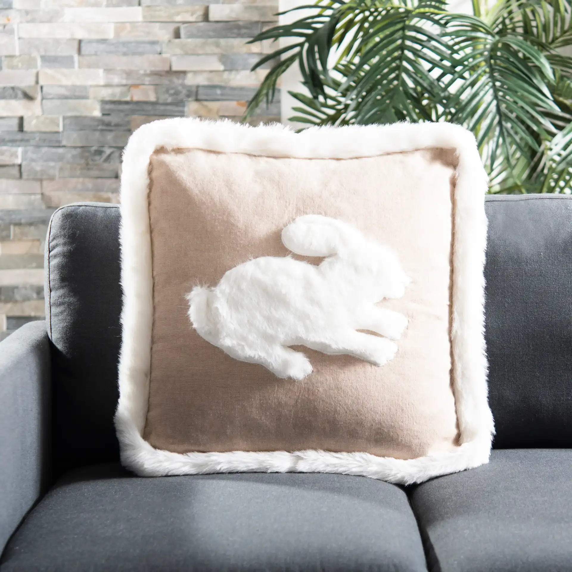 Flopsy Pillow in Beige / White in a styled room