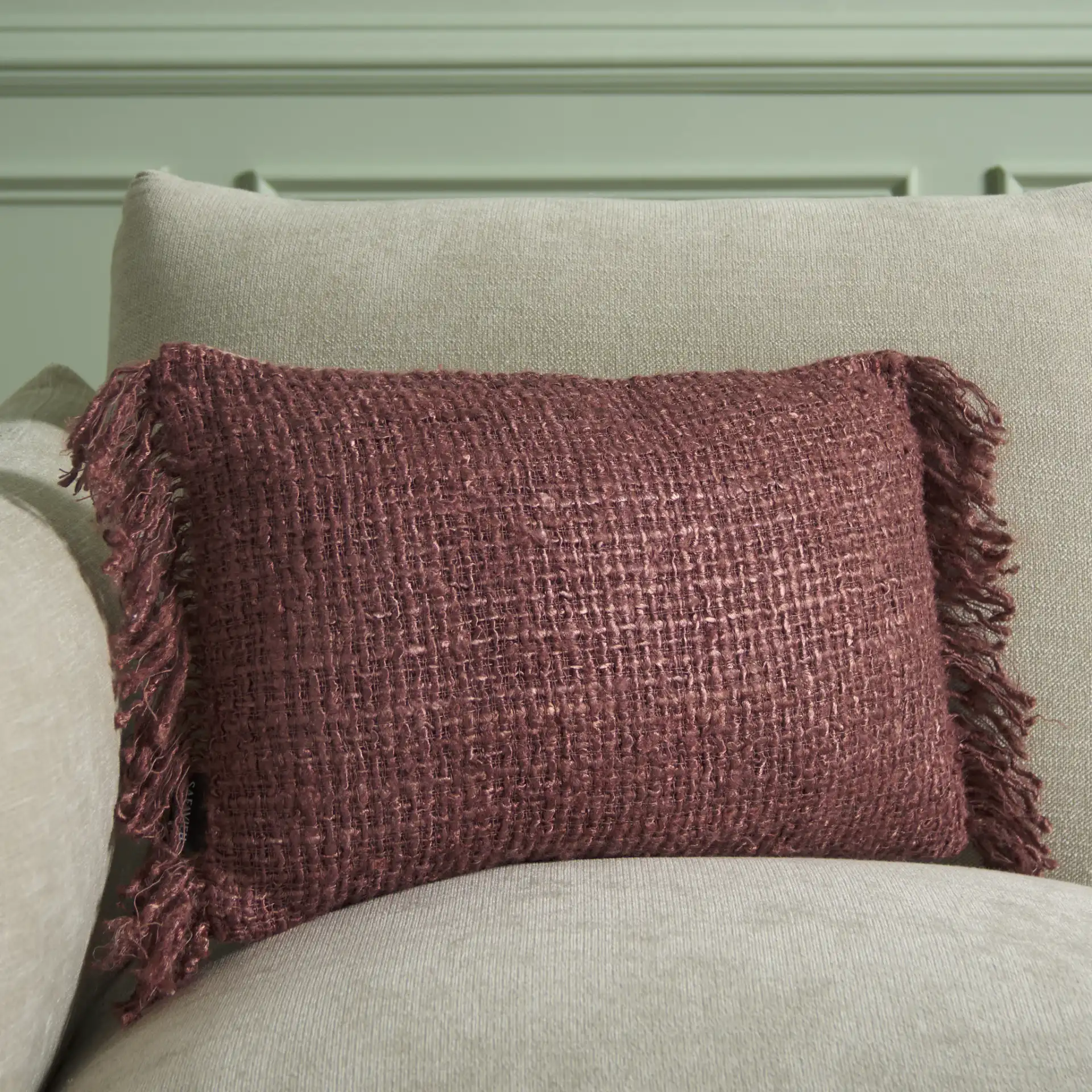 Mare Pillow in Brick Red in a styled room