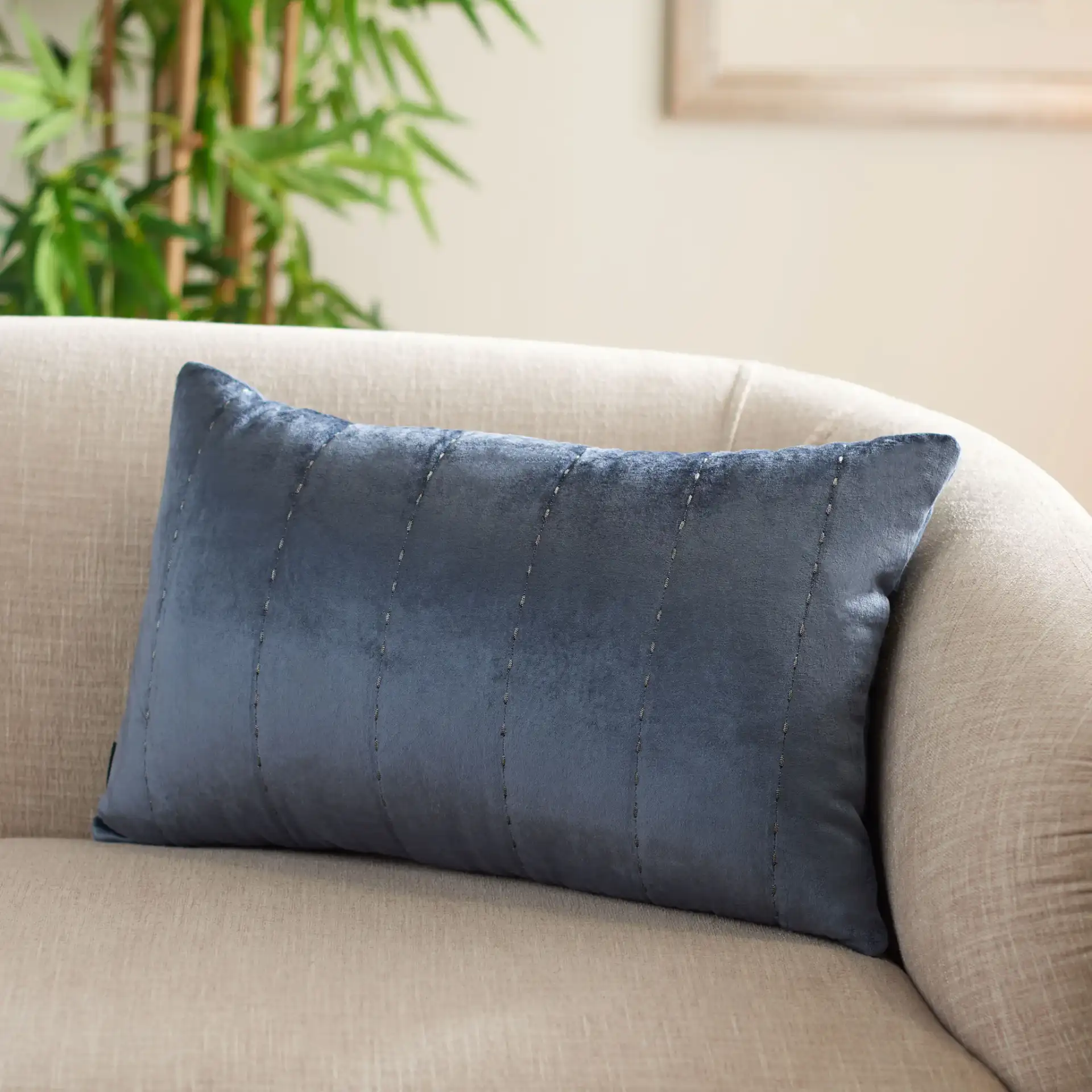 Gressa Pillow in Gray / Blue in a styled room