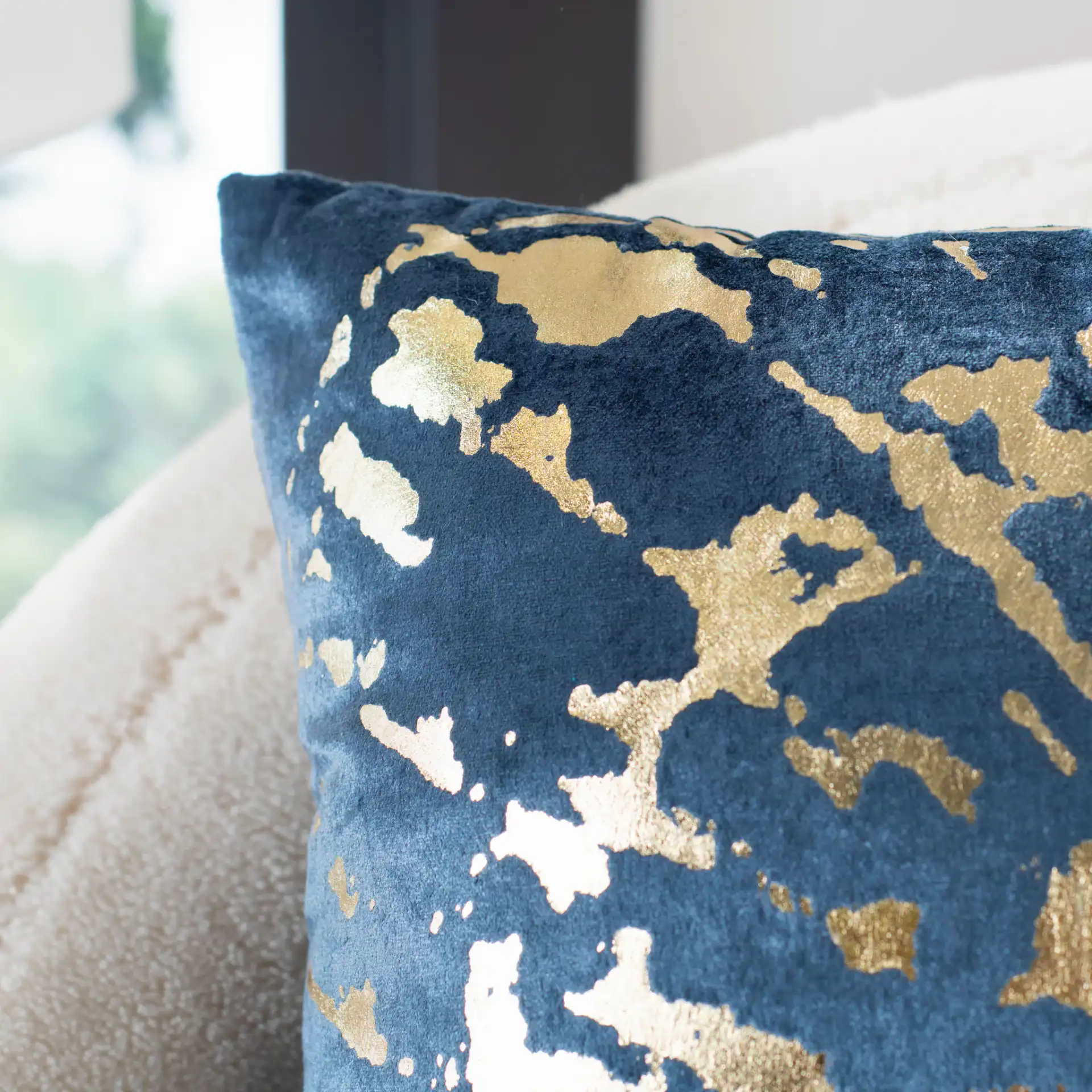 Barila Pillow in Teal in a styled room