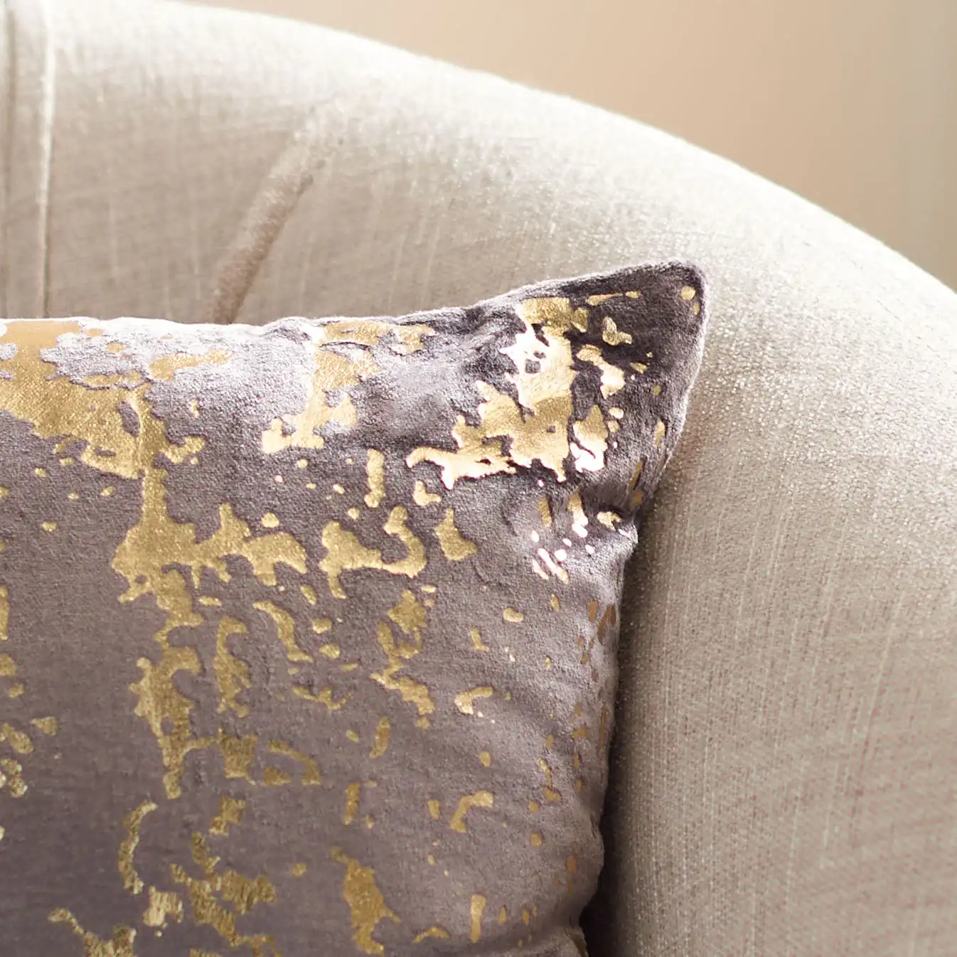 Pari Pillow in Brown / Gold Foil in a styled room