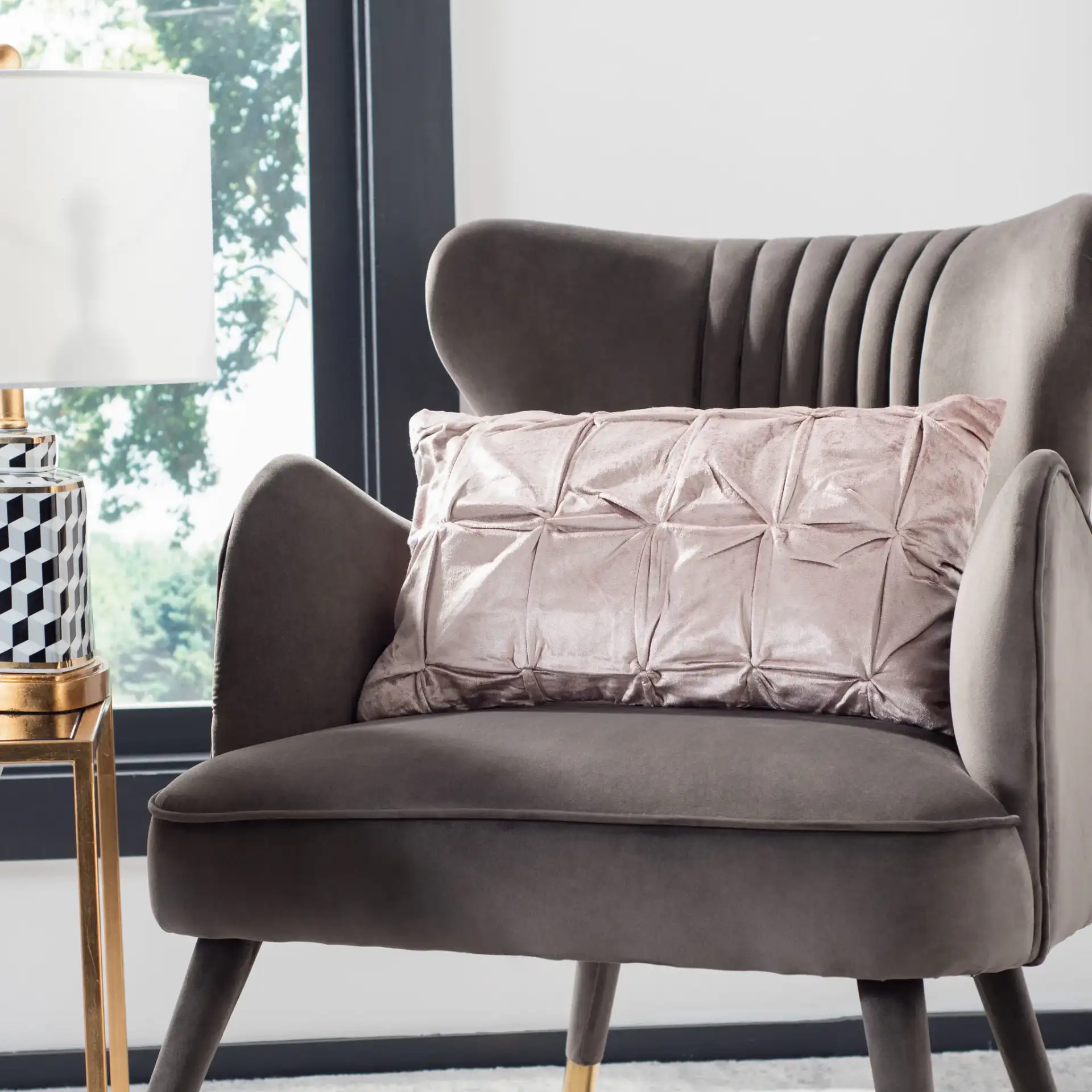 Trinz Pillow in Blush in a styled room