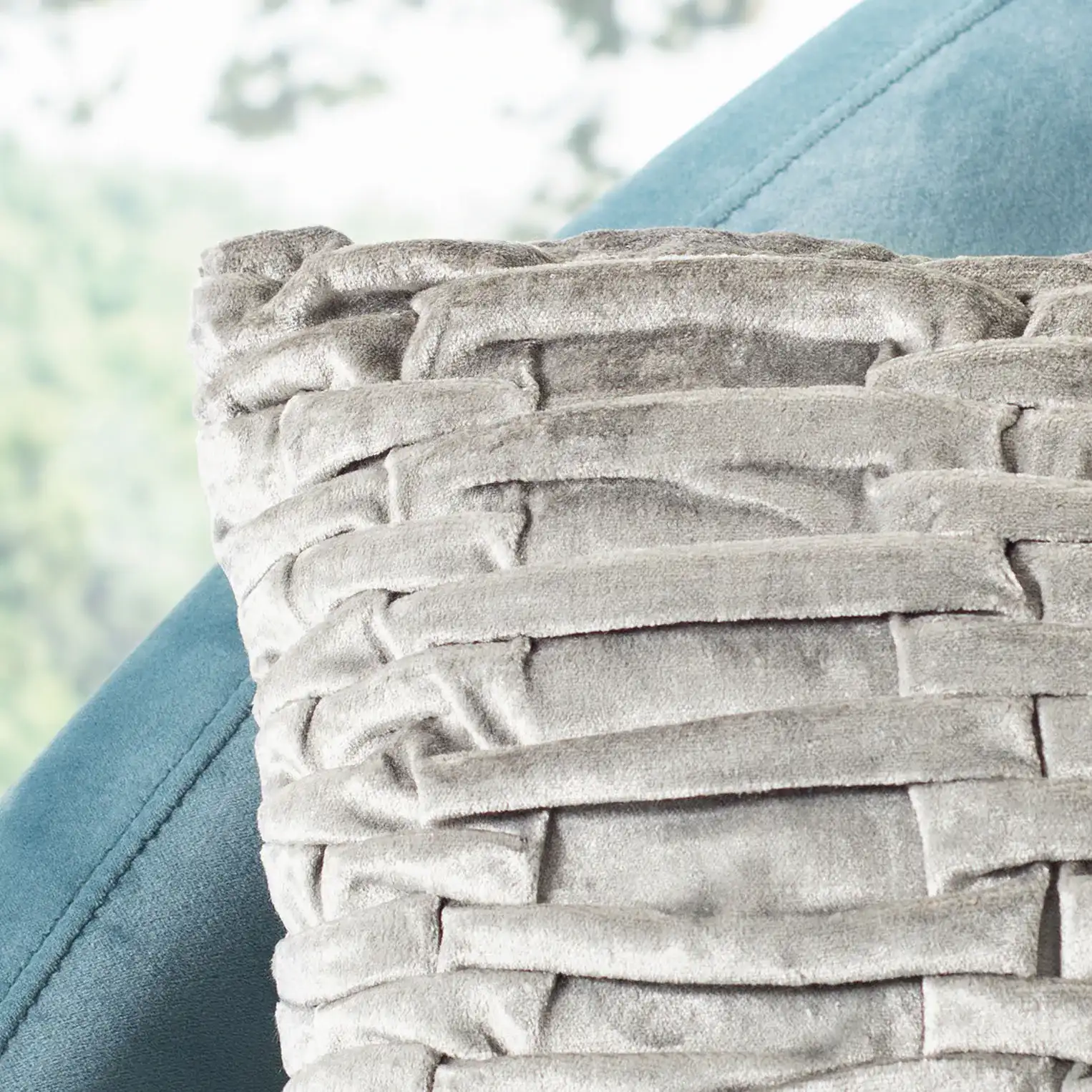 Marita Pillow in Light Gray in a styled room