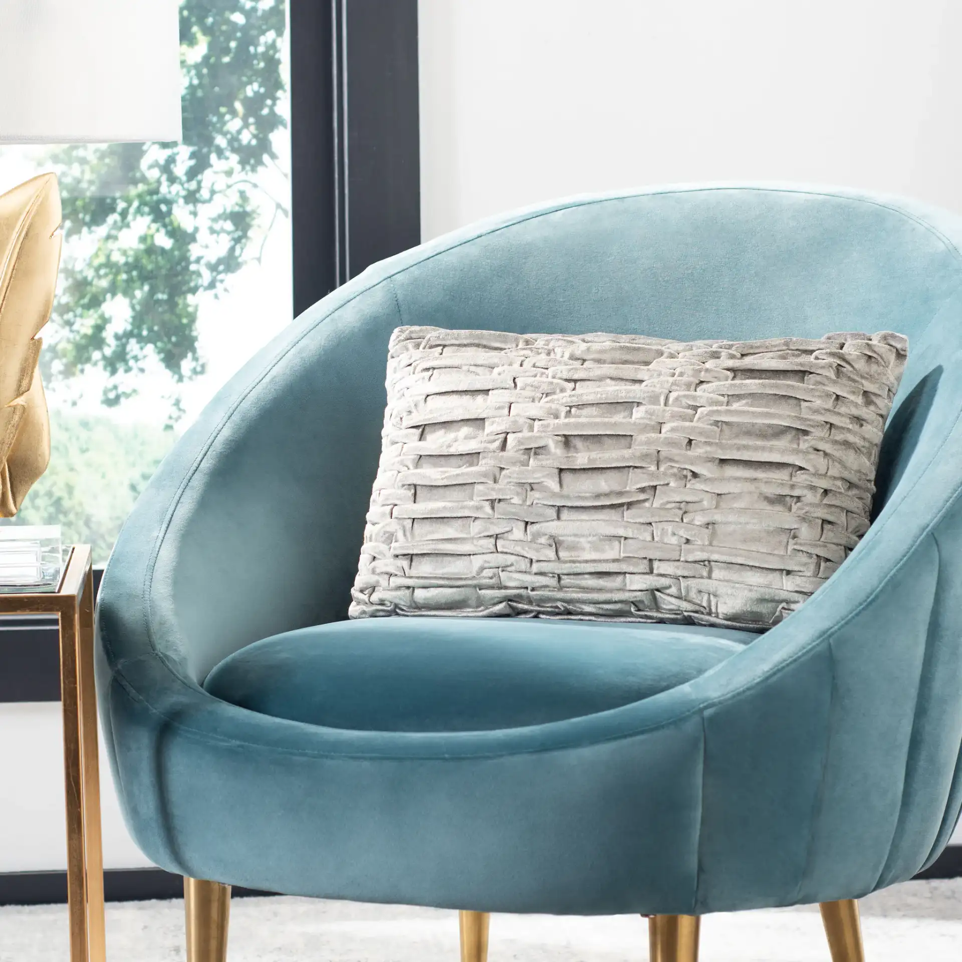 Marita Pillow in Light Gray in a styled room