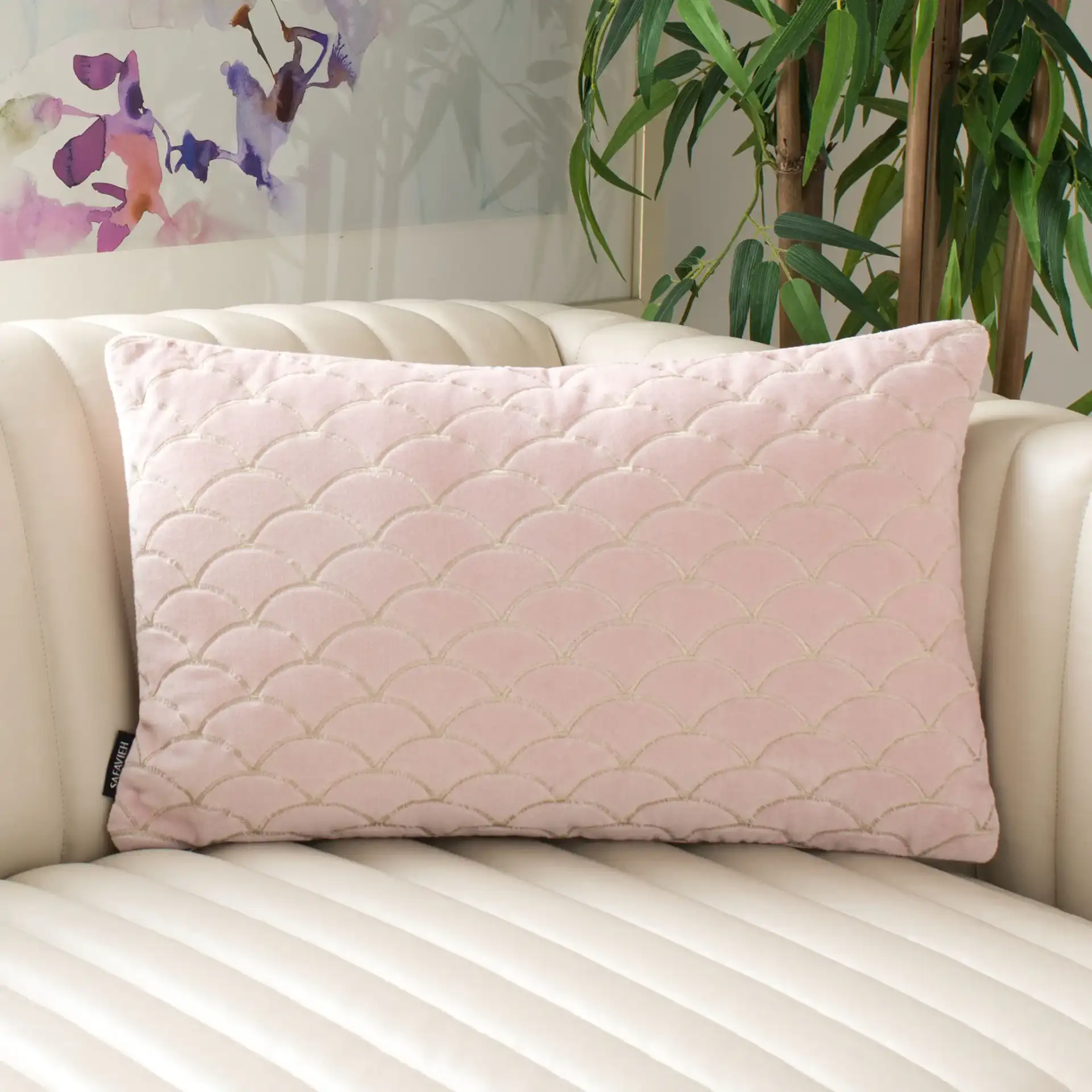 Roselen Pillow in Blush / Gold in a styled room