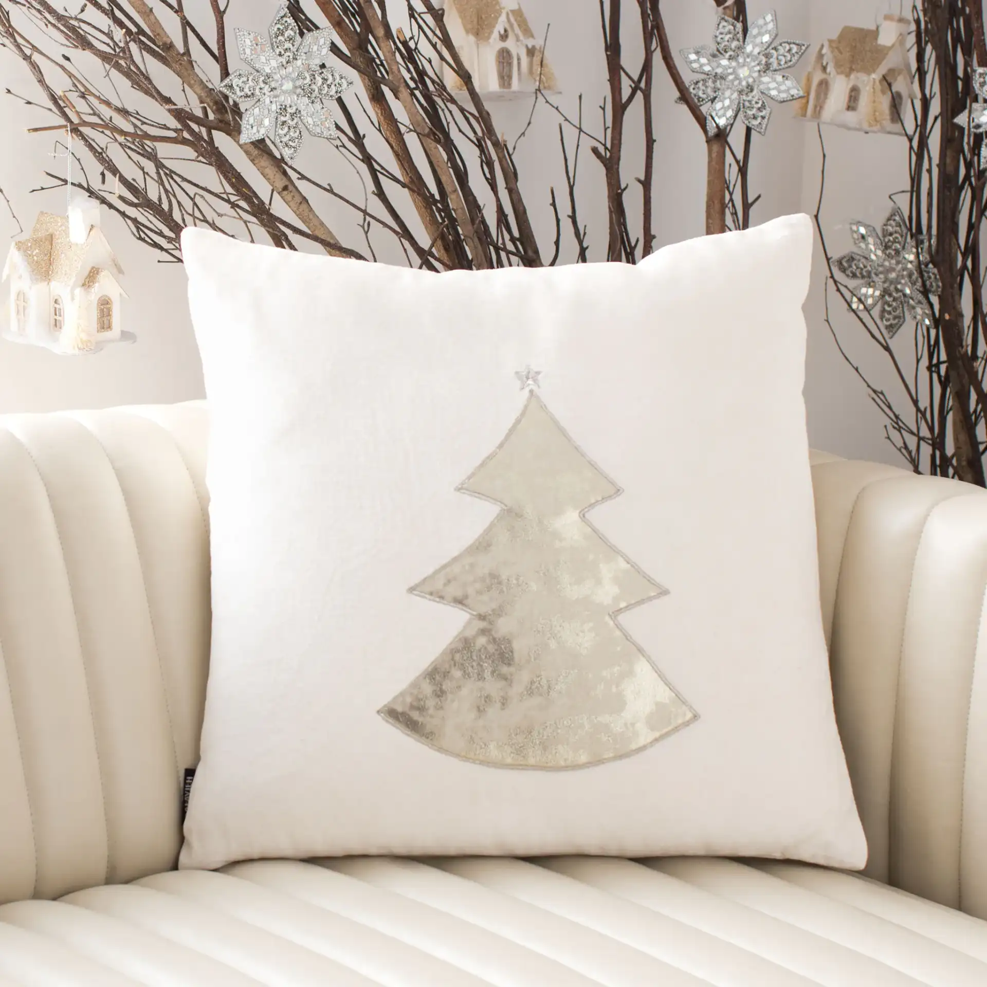 Noel Pillow in Beige in a styled room