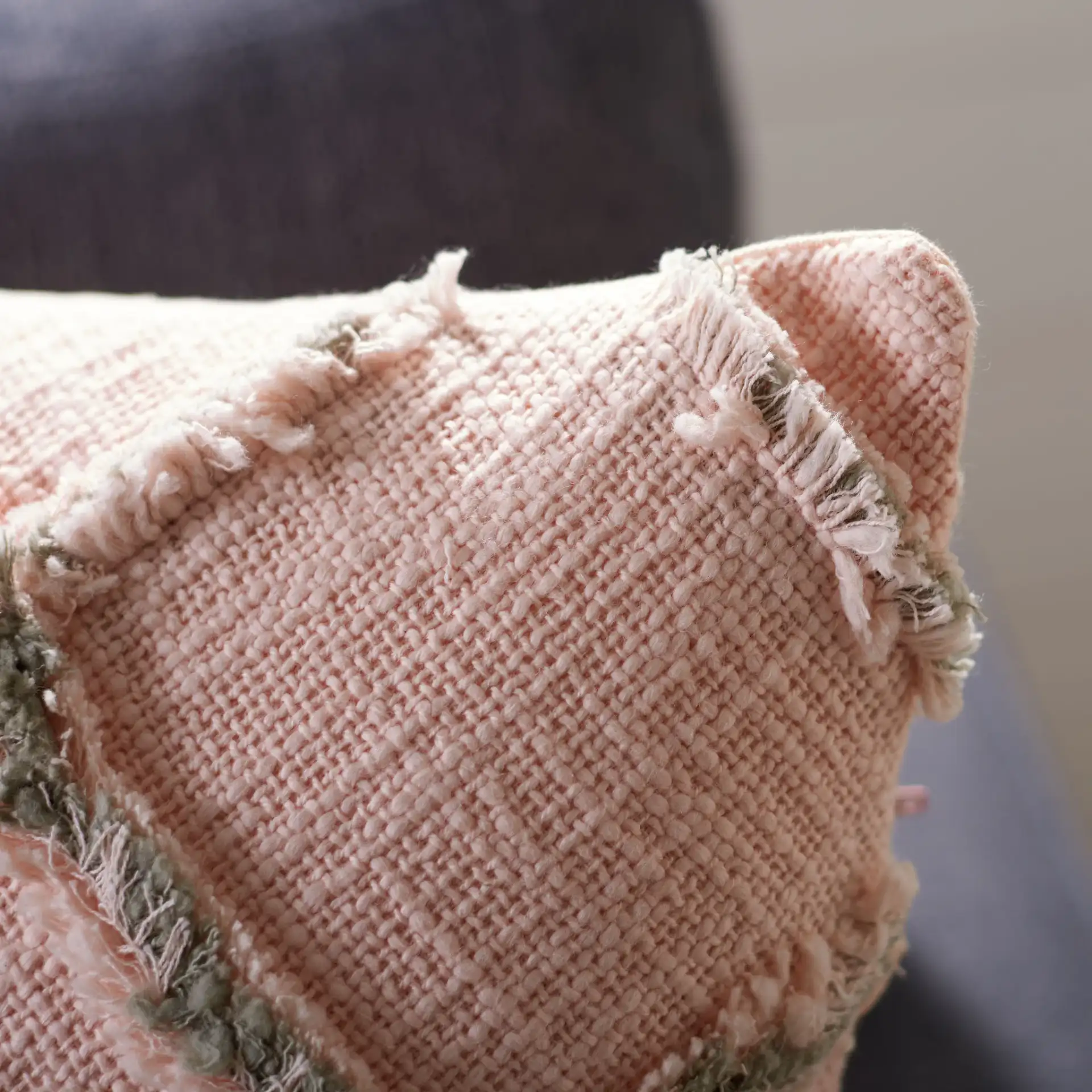 Ashlin Pillow in Beige / Gray in a styled room