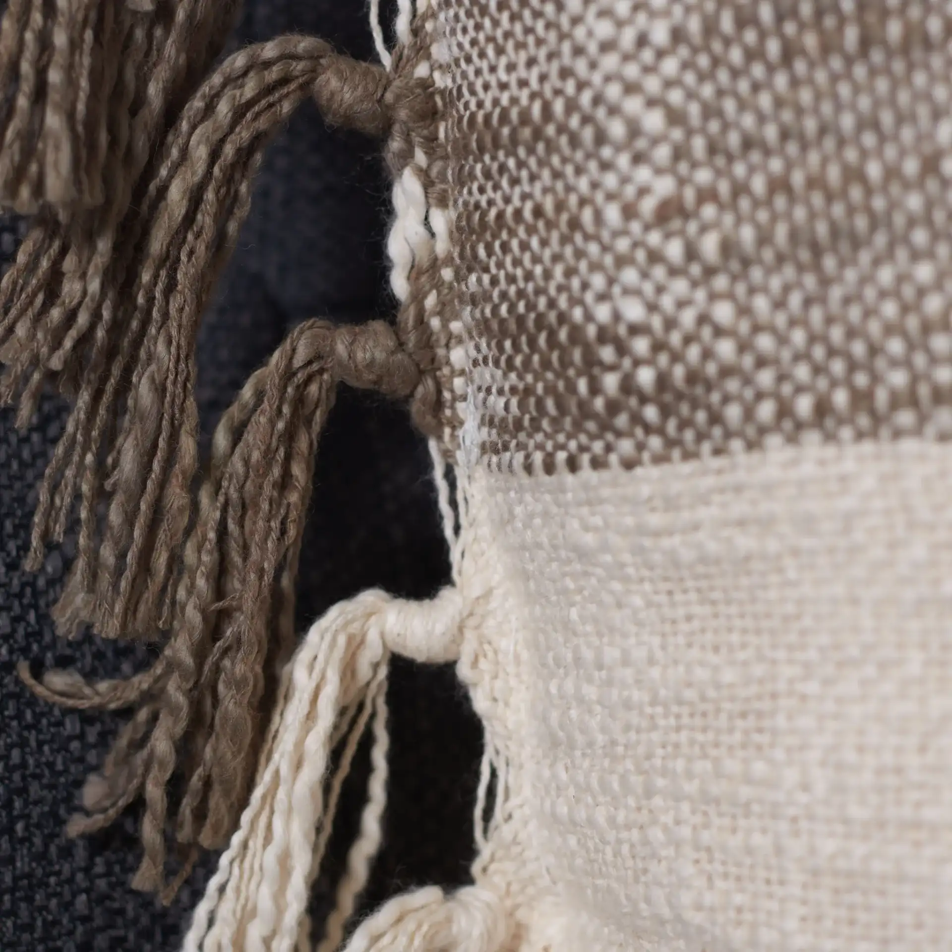 Roren Pillow in Beige / Gray in a styled room
