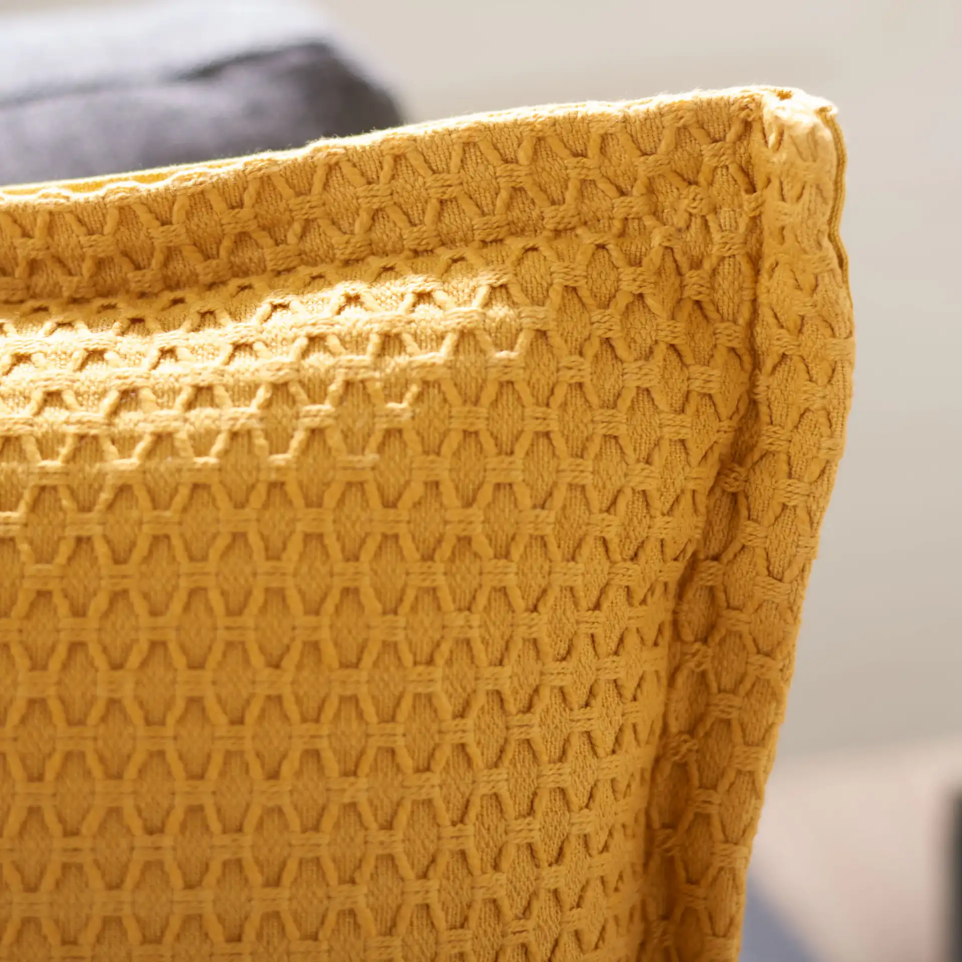 Lucina Pillow in Yellow in a styled room