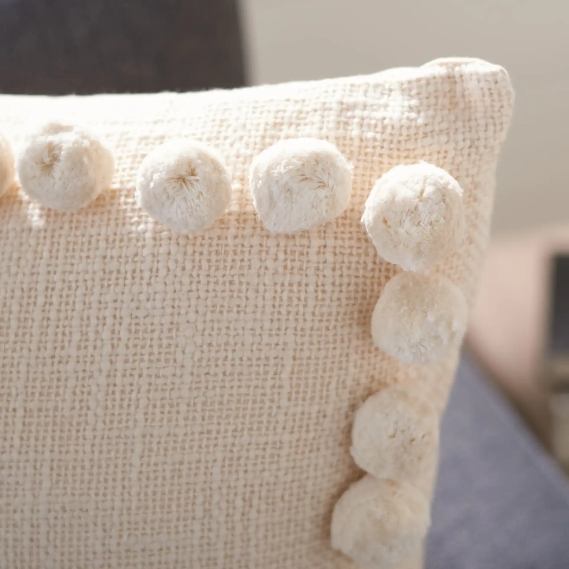 Zelina Pillow in Beige in a styled room