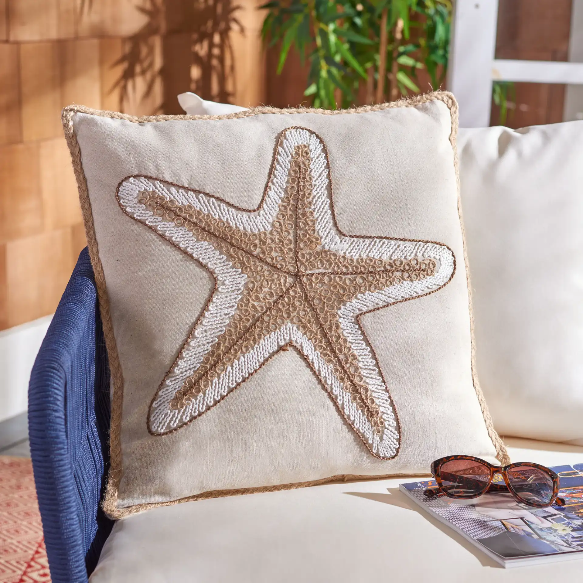 Hema Starfish Pillow in Natural in a styled room