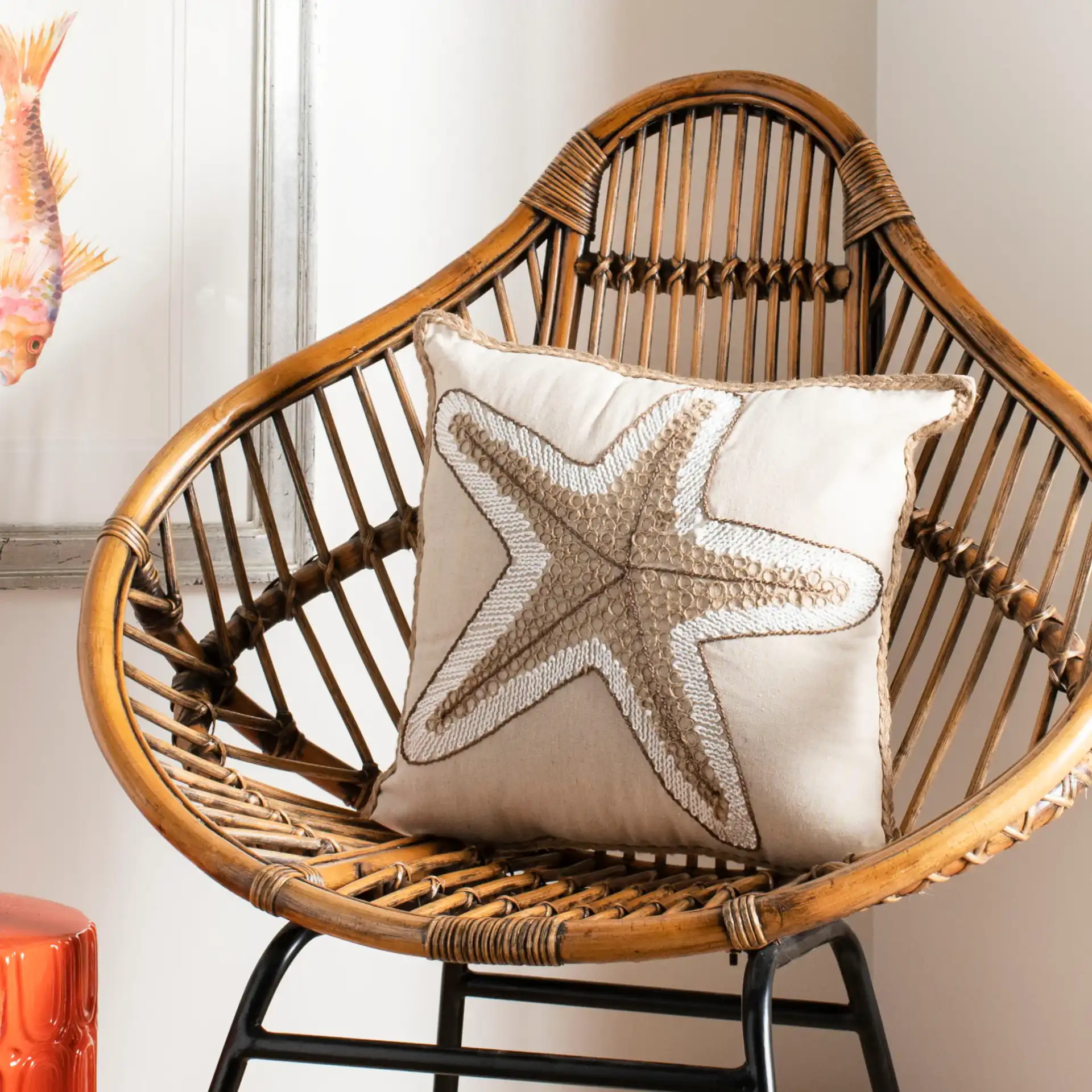 Hema Starfish Pillow in Natural in a styled room