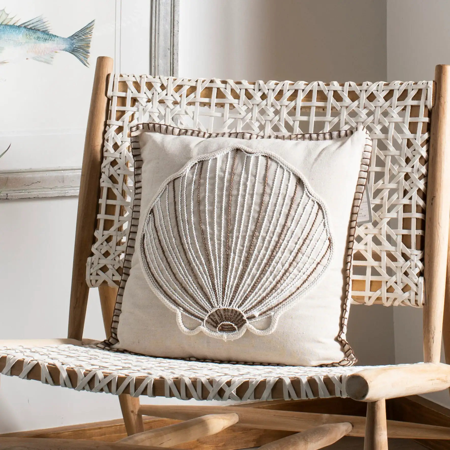 Della Starfish Pillow in Natural in a styled room