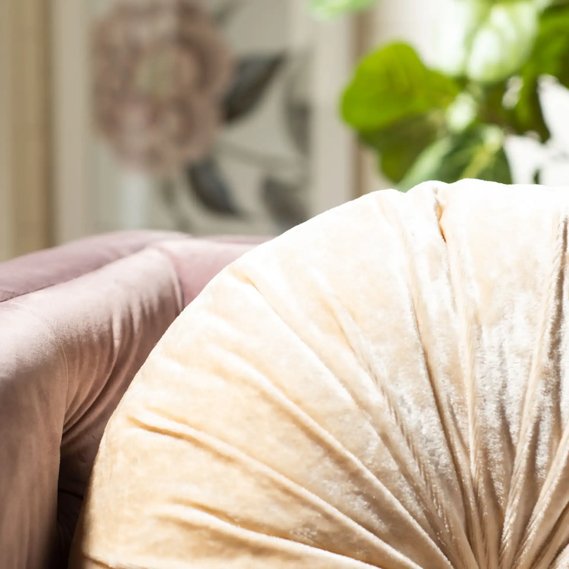 Caramia Pillow in Cream in a styled room