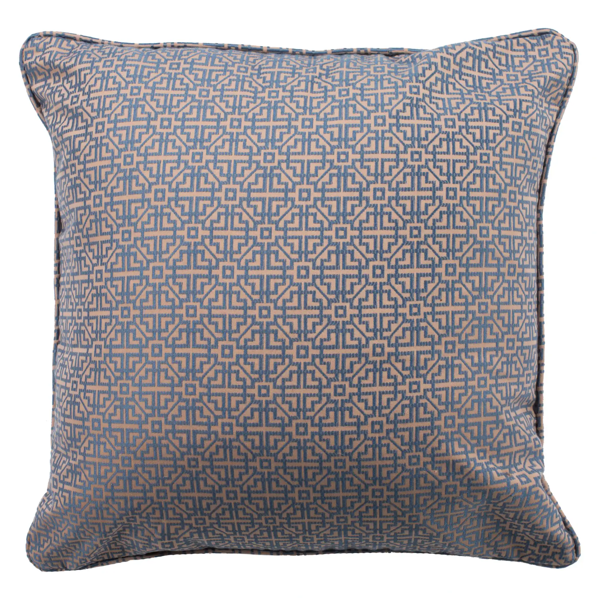 Caitria Pillow in Blue / Tan, detail view