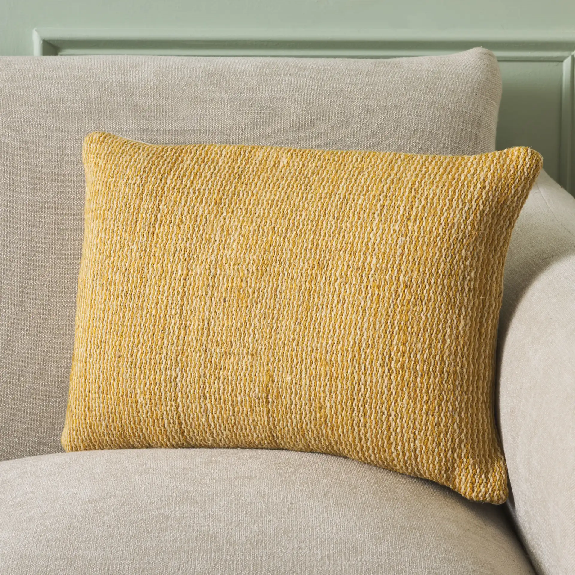 Deni 14 X 20 Pillow in Mustard / Ivory in a styled room
