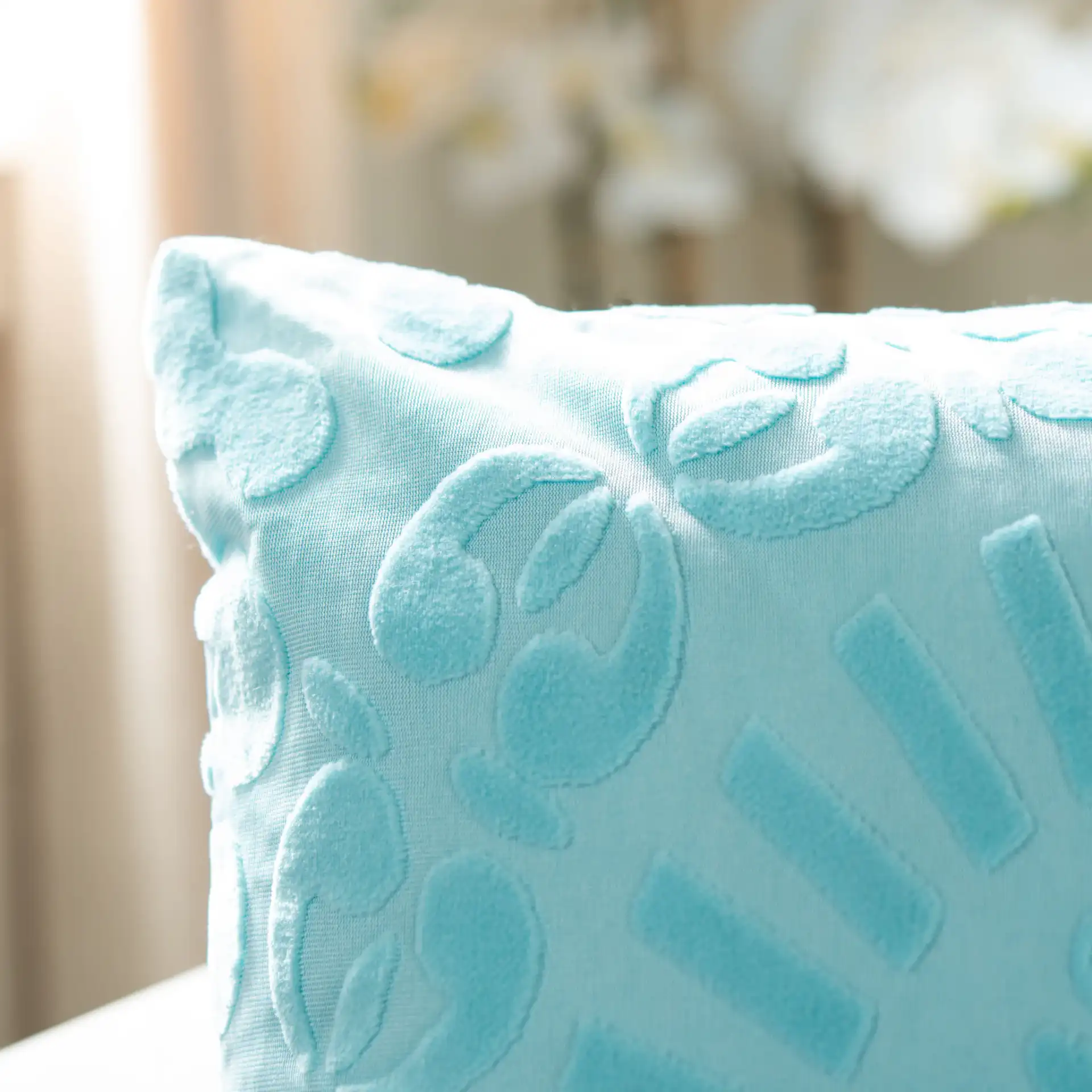 Shayla Pillow in Teal in a styled room