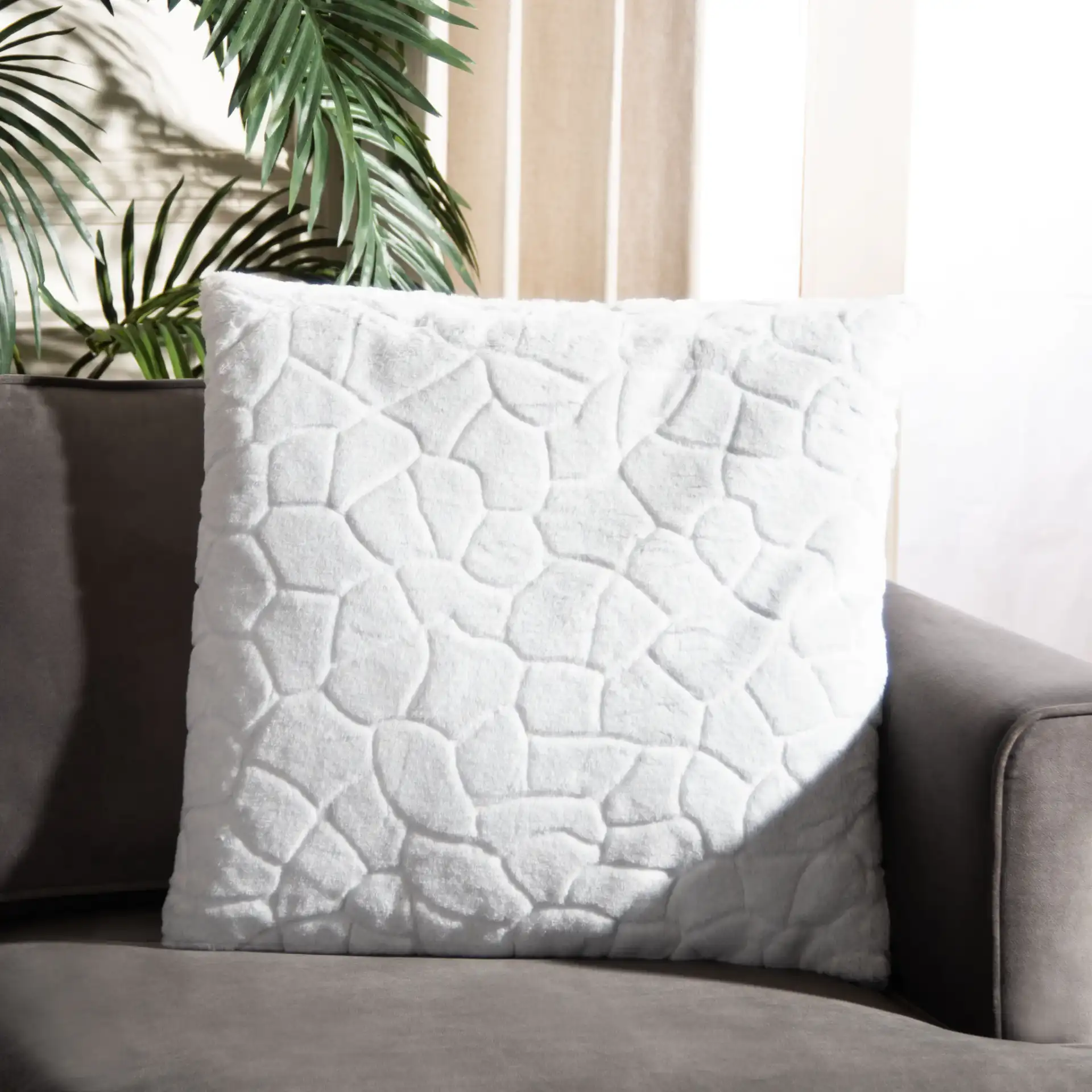 Rena Pillow in Pearl in a styled room