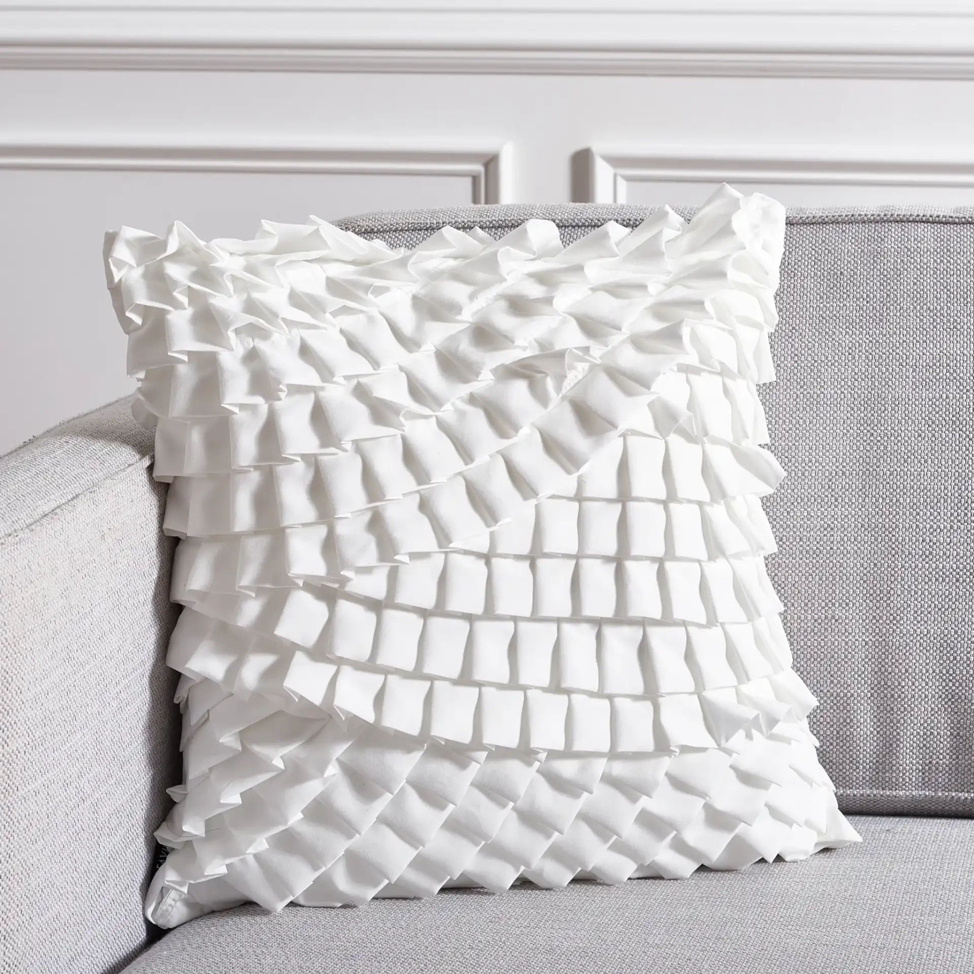 Teagen Pillow in White in a styled room