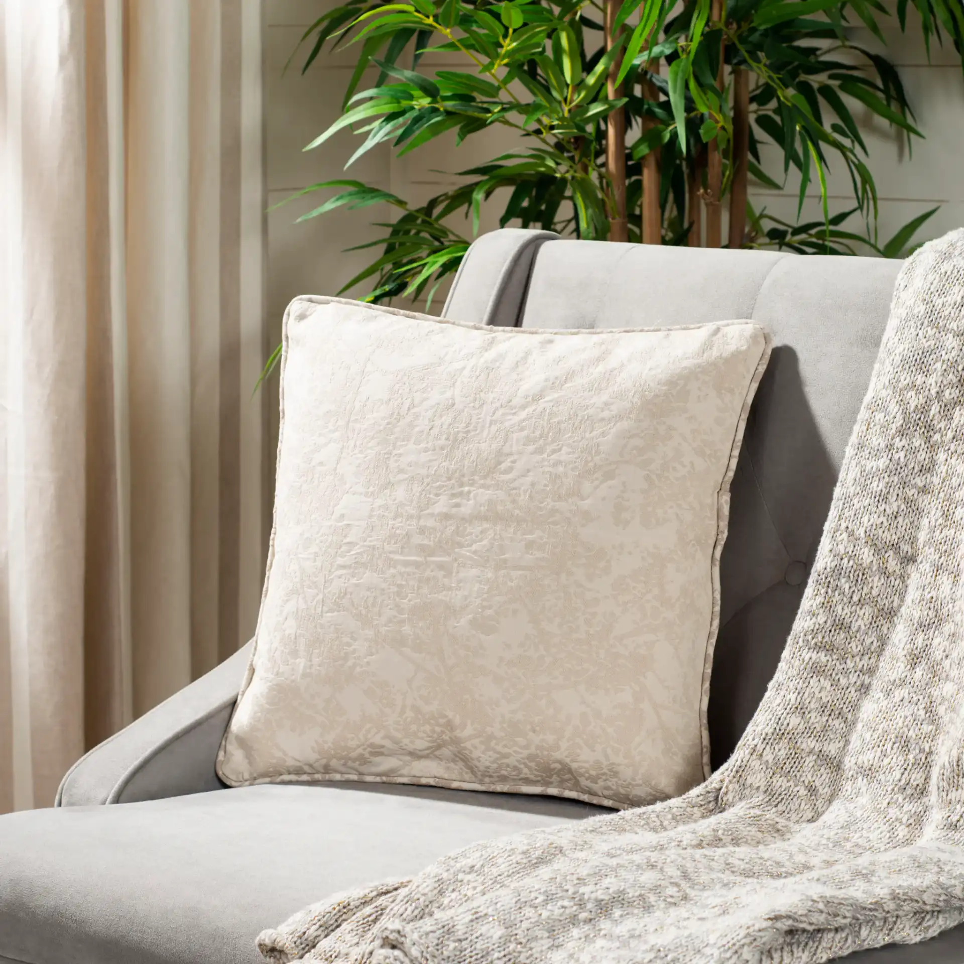 Simona Pillow in Natural in a styled room