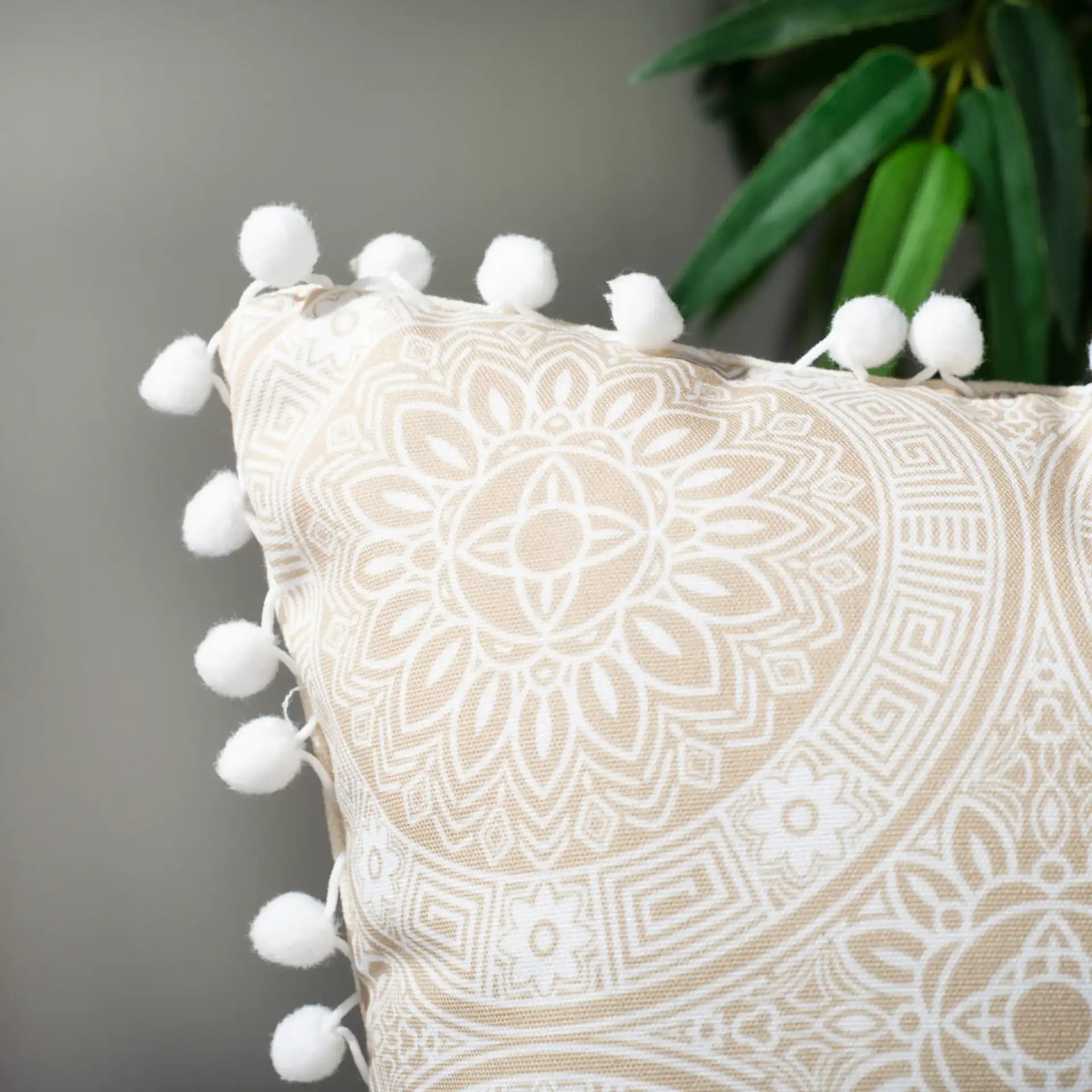 Valencia Pillow in Taupe / Beige in a styled room