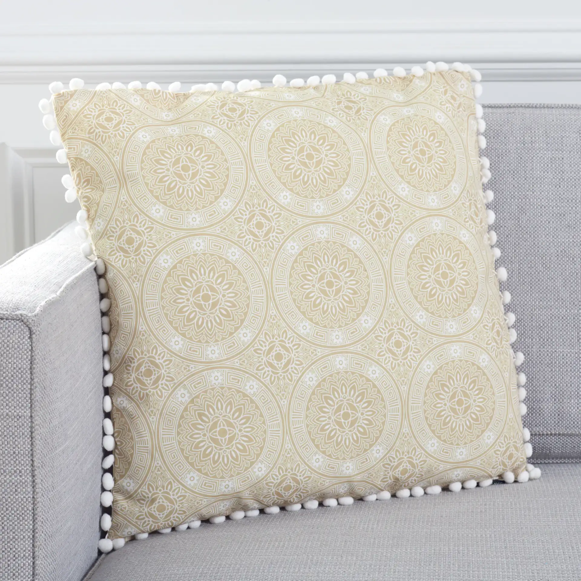 Valencia Pillow in Taupe / Beige in a styled room