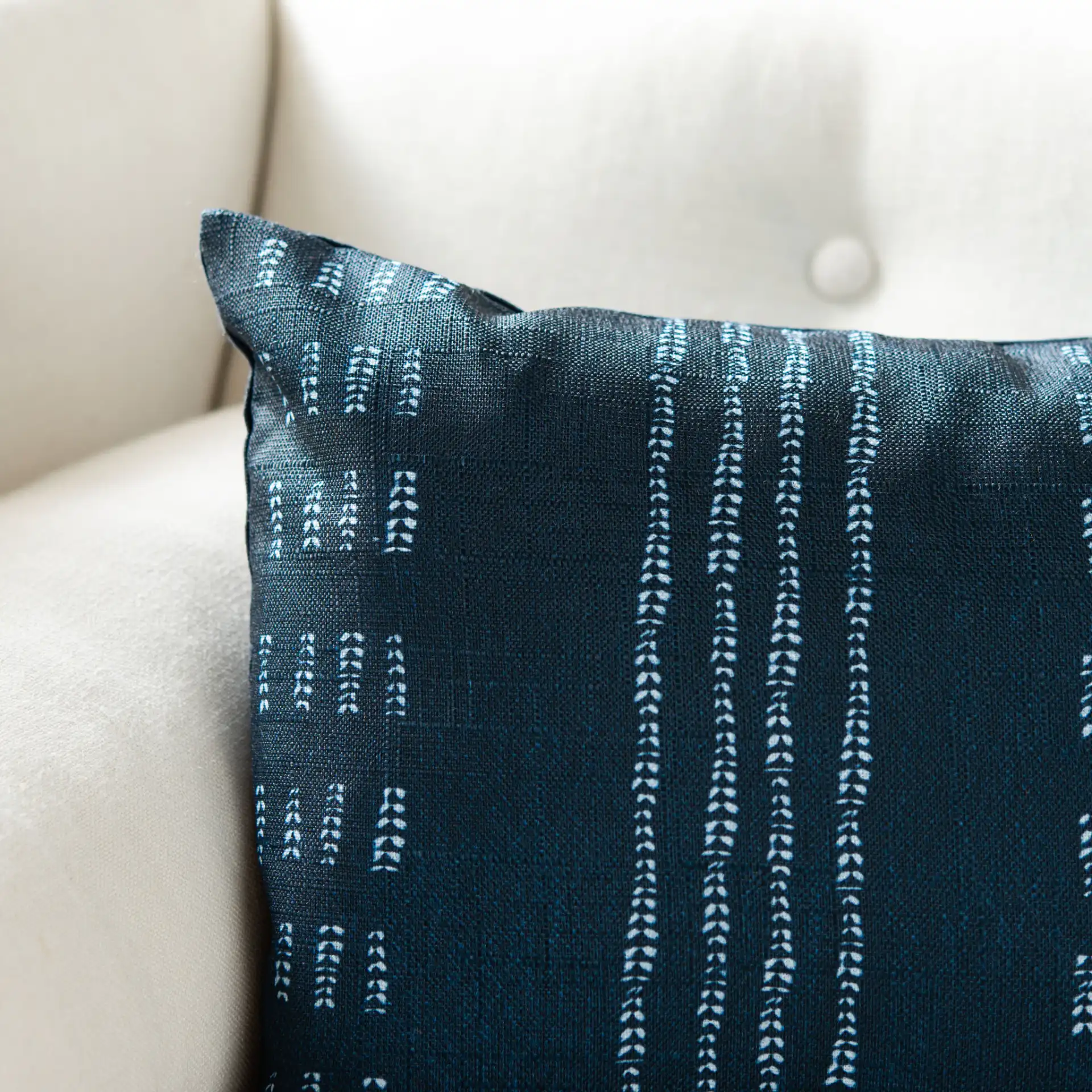 Madelyn Pillow in Deep Blue / White in a styled room